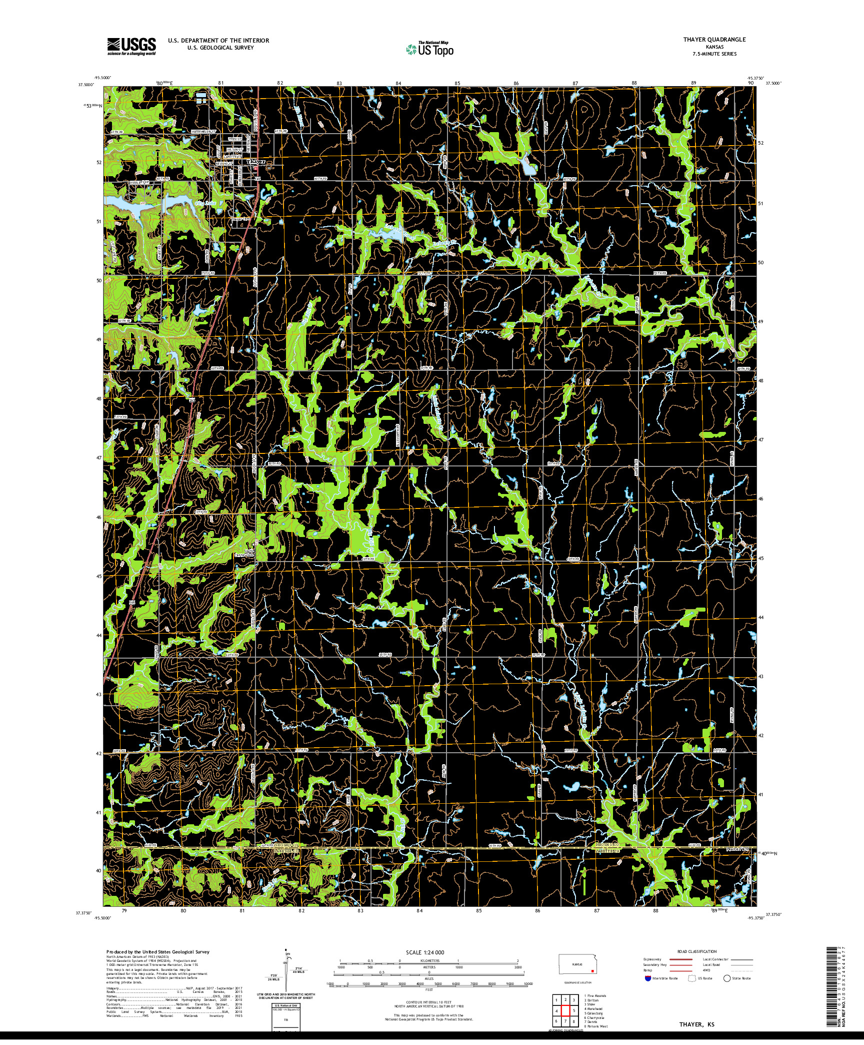 US TOPO 7.5-MINUTE MAP FOR THAYER, KS