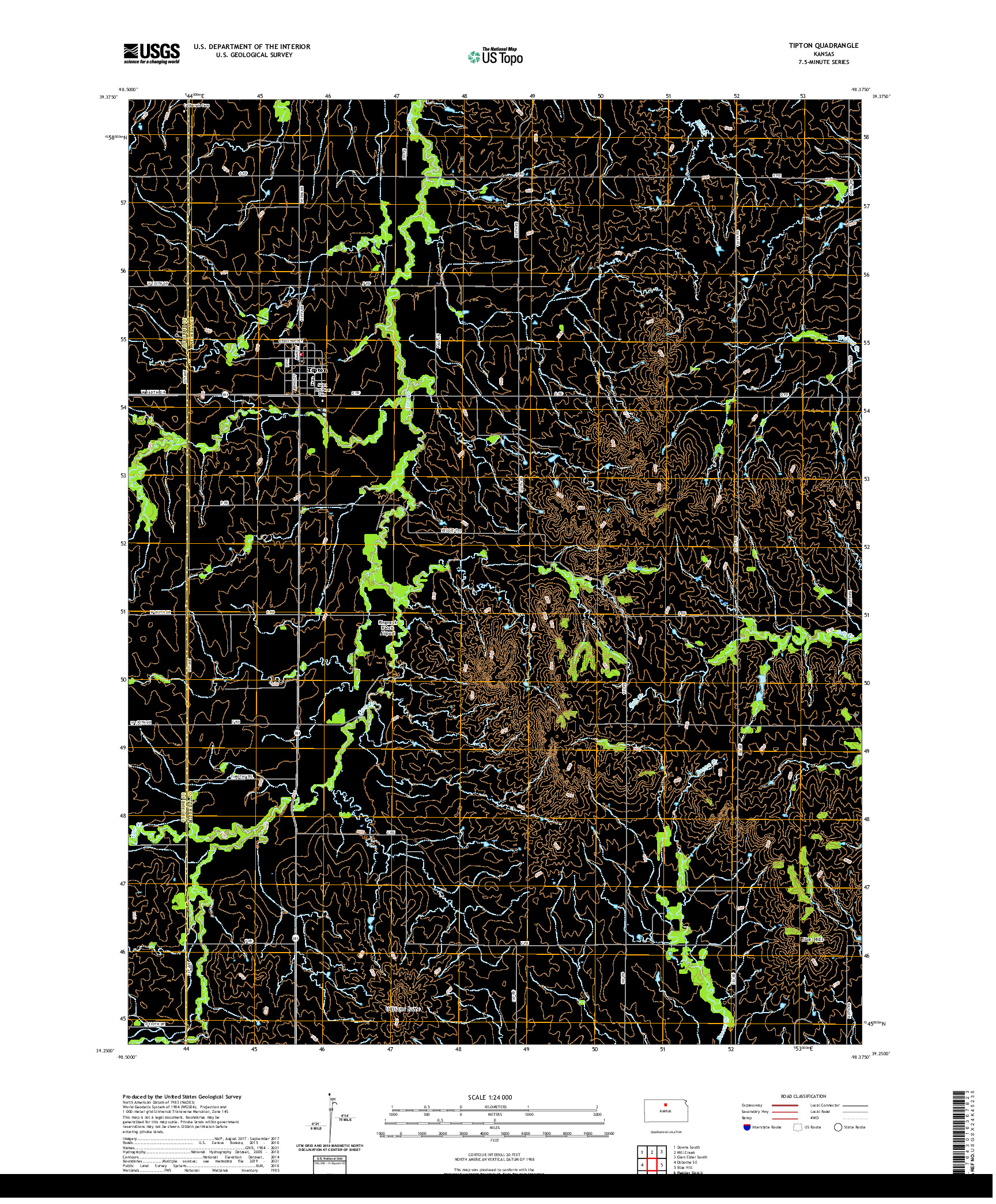 US TOPO 7.5-MINUTE MAP FOR TIPTON, KS