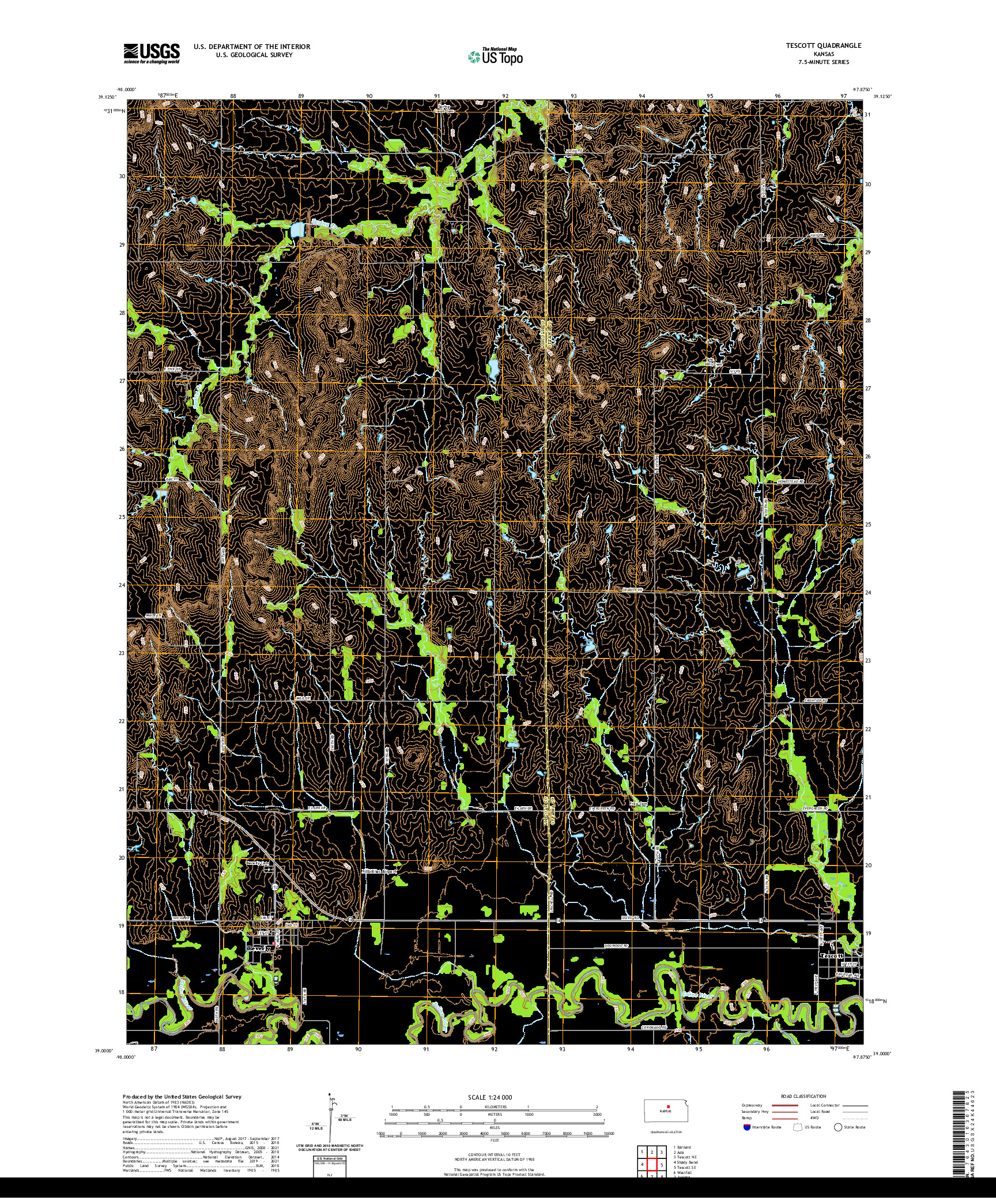 US TOPO 7.5-MINUTE MAP FOR TESCOTT, KS