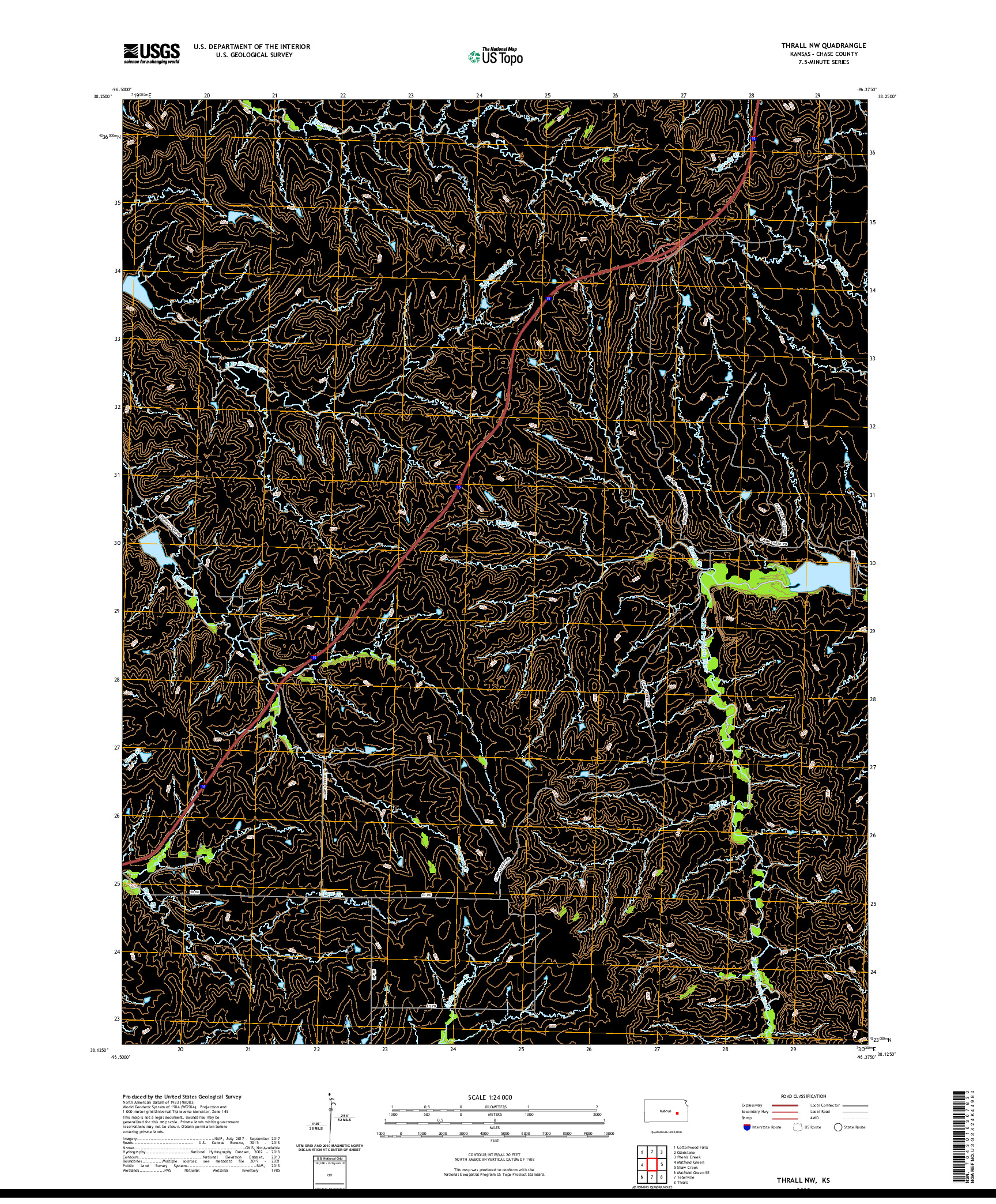 US TOPO 7.5-MINUTE MAP FOR THRALL NW, KS