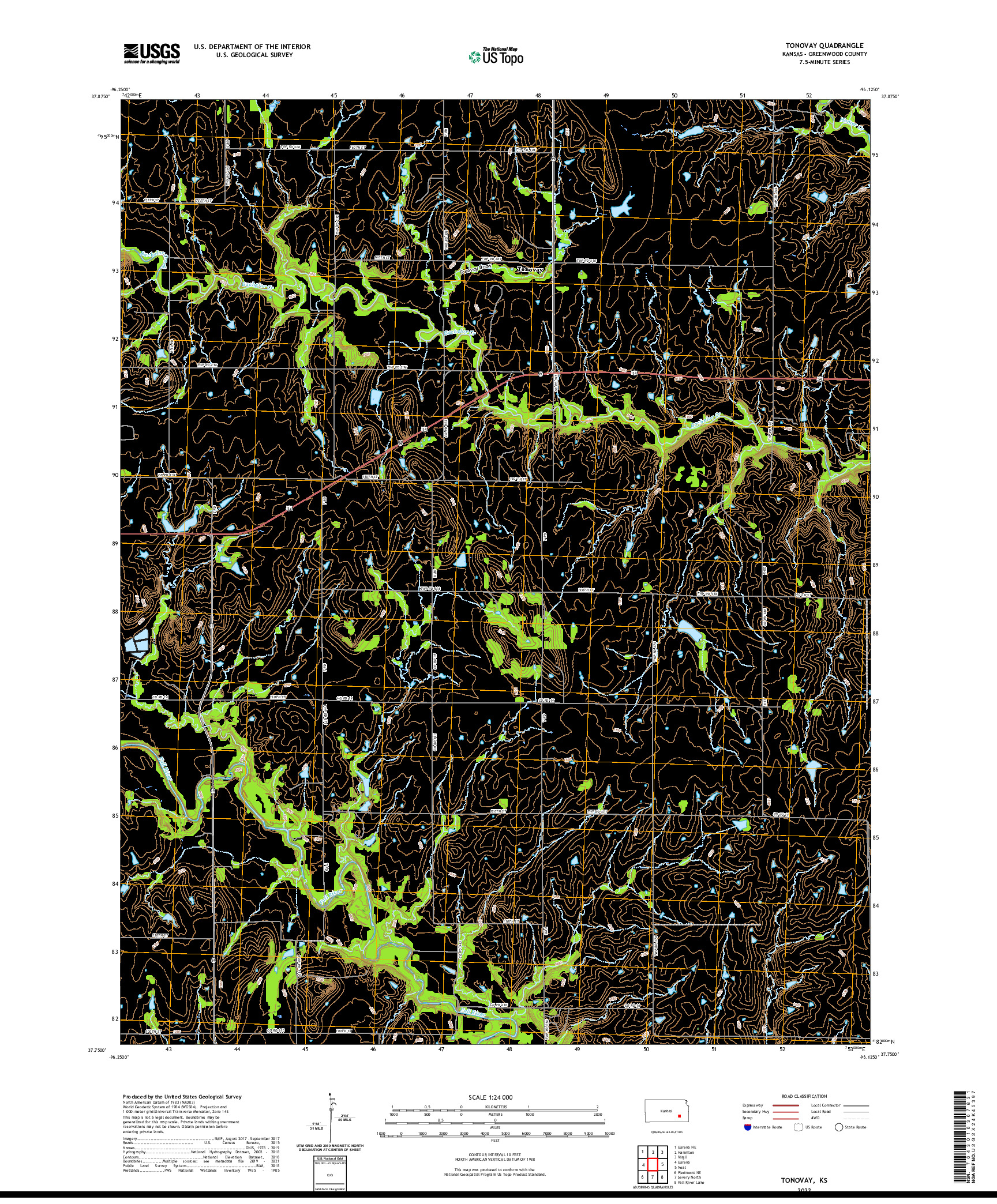 US TOPO 7.5-MINUTE MAP FOR TONOVAY, KS