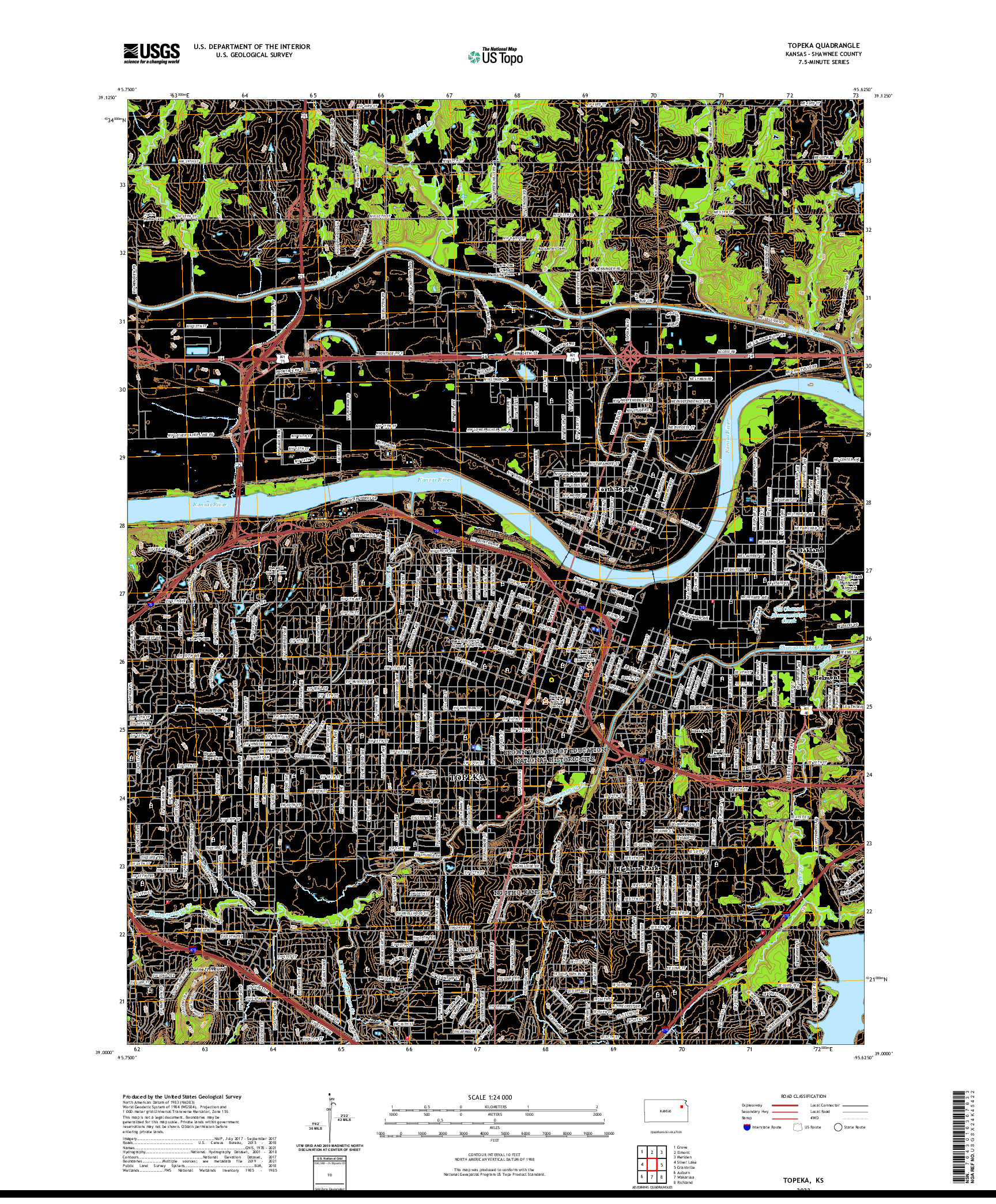 US TOPO 7.5-MINUTE MAP FOR TOPEKA, KS