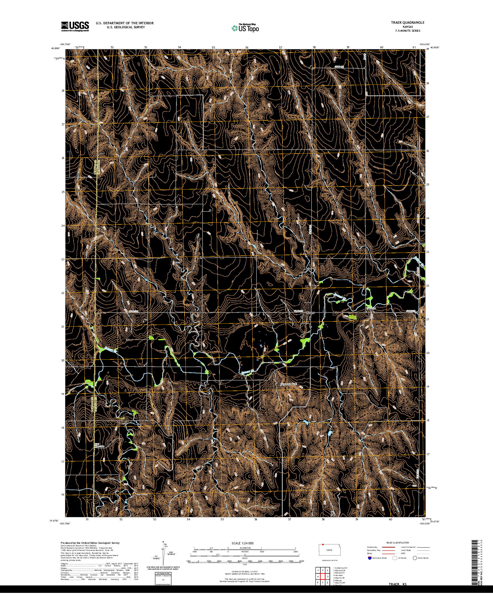 US TOPO 7.5-MINUTE MAP FOR TRAER, KS