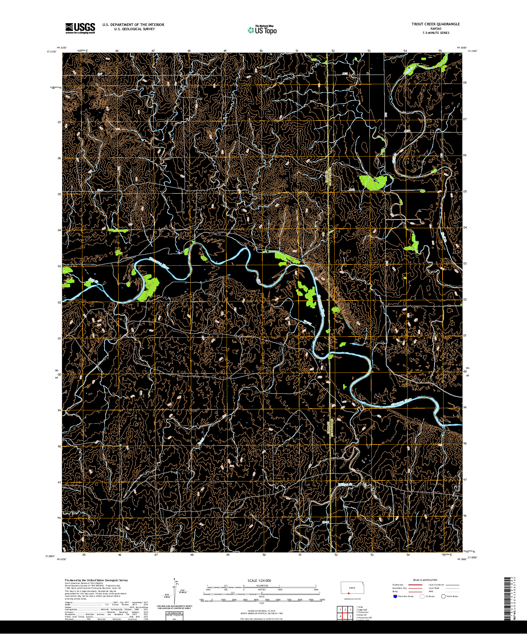 US TOPO 7.5-MINUTE MAP FOR TROUT CREEK, KS