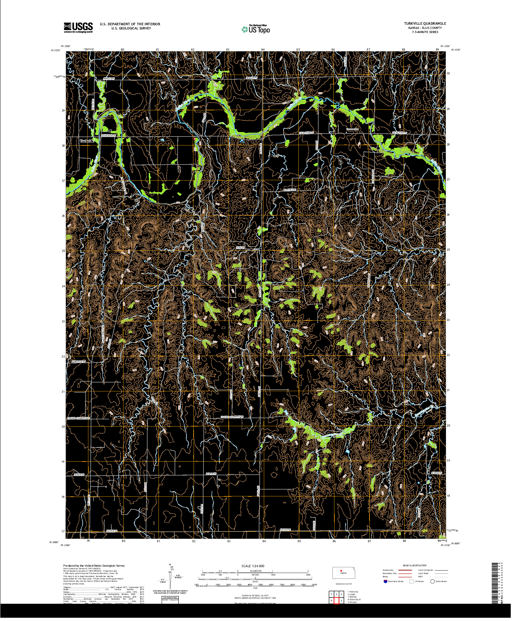 US TOPO 7.5-MINUTE MAP FOR TURKVILLE, KS