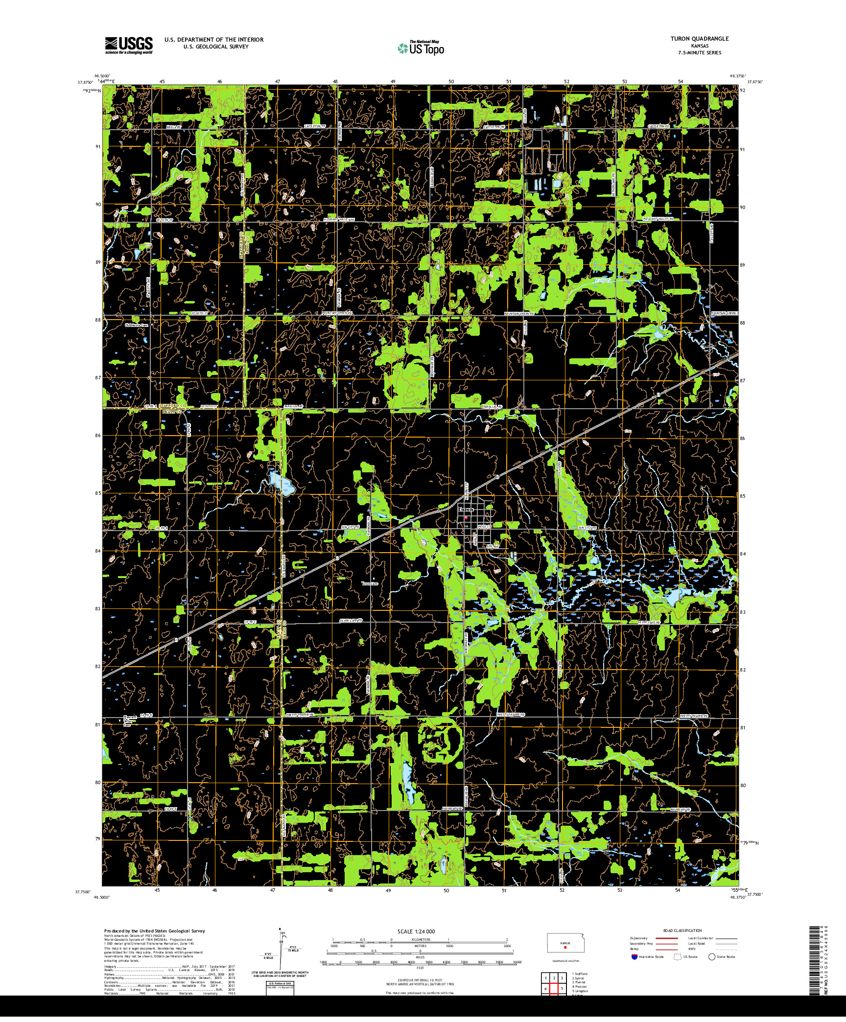 US TOPO 7.5-MINUTE MAP FOR TURON, KS