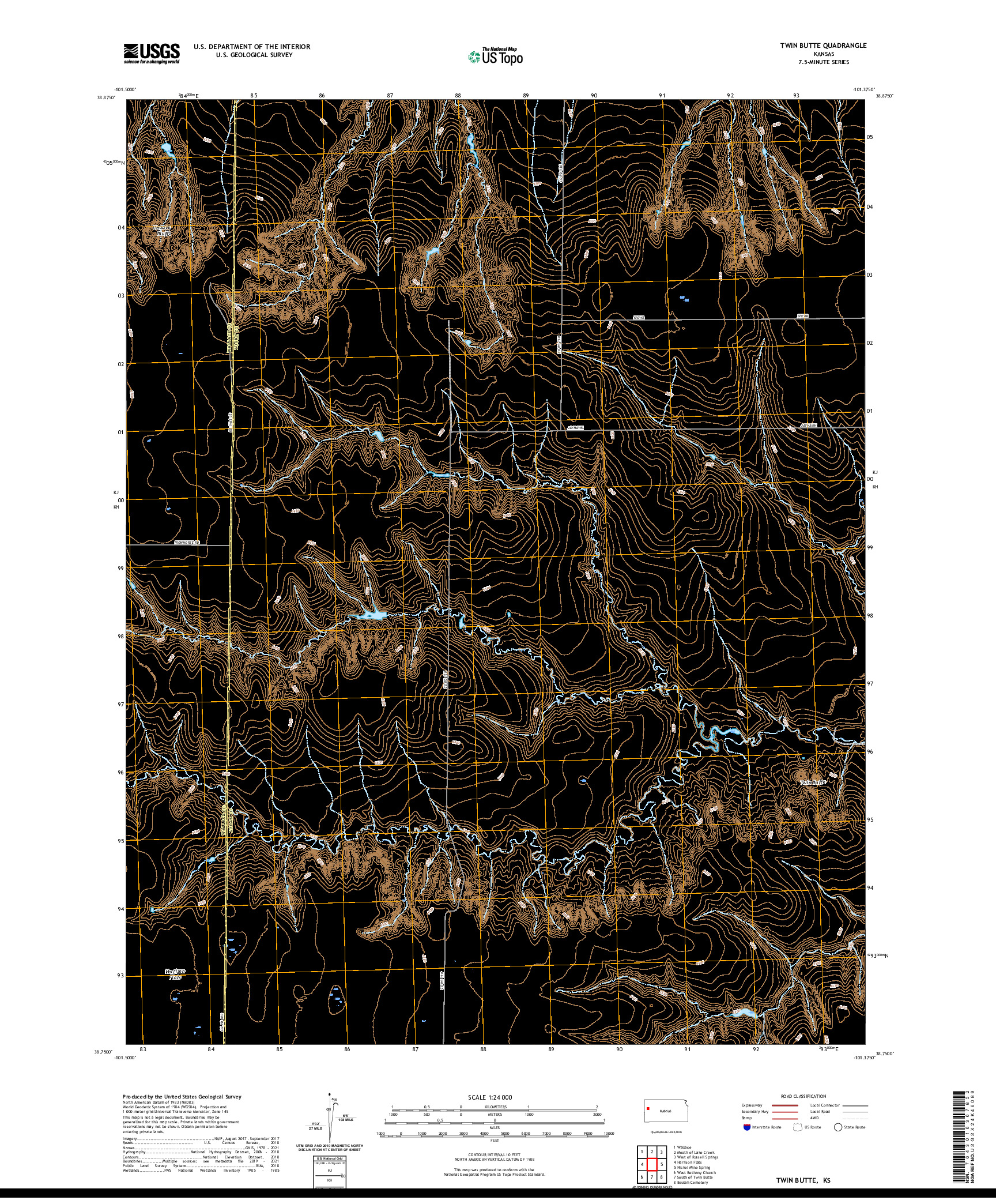 US TOPO 7.5-MINUTE MAP FOR TWIN BUTTE, KS
