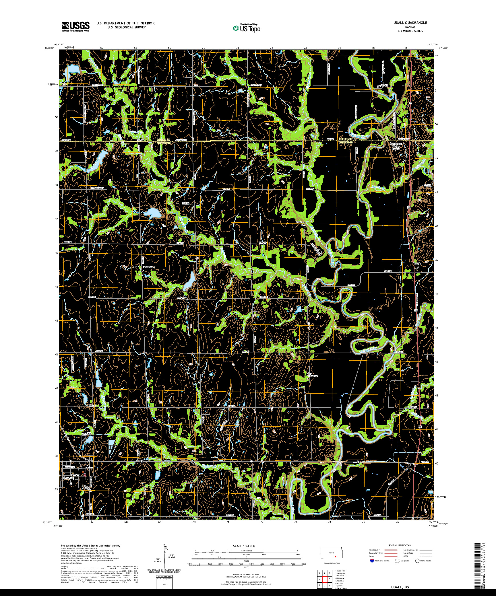 US TOPO 7.5-MINUTE MAP FOR UDALL, KS