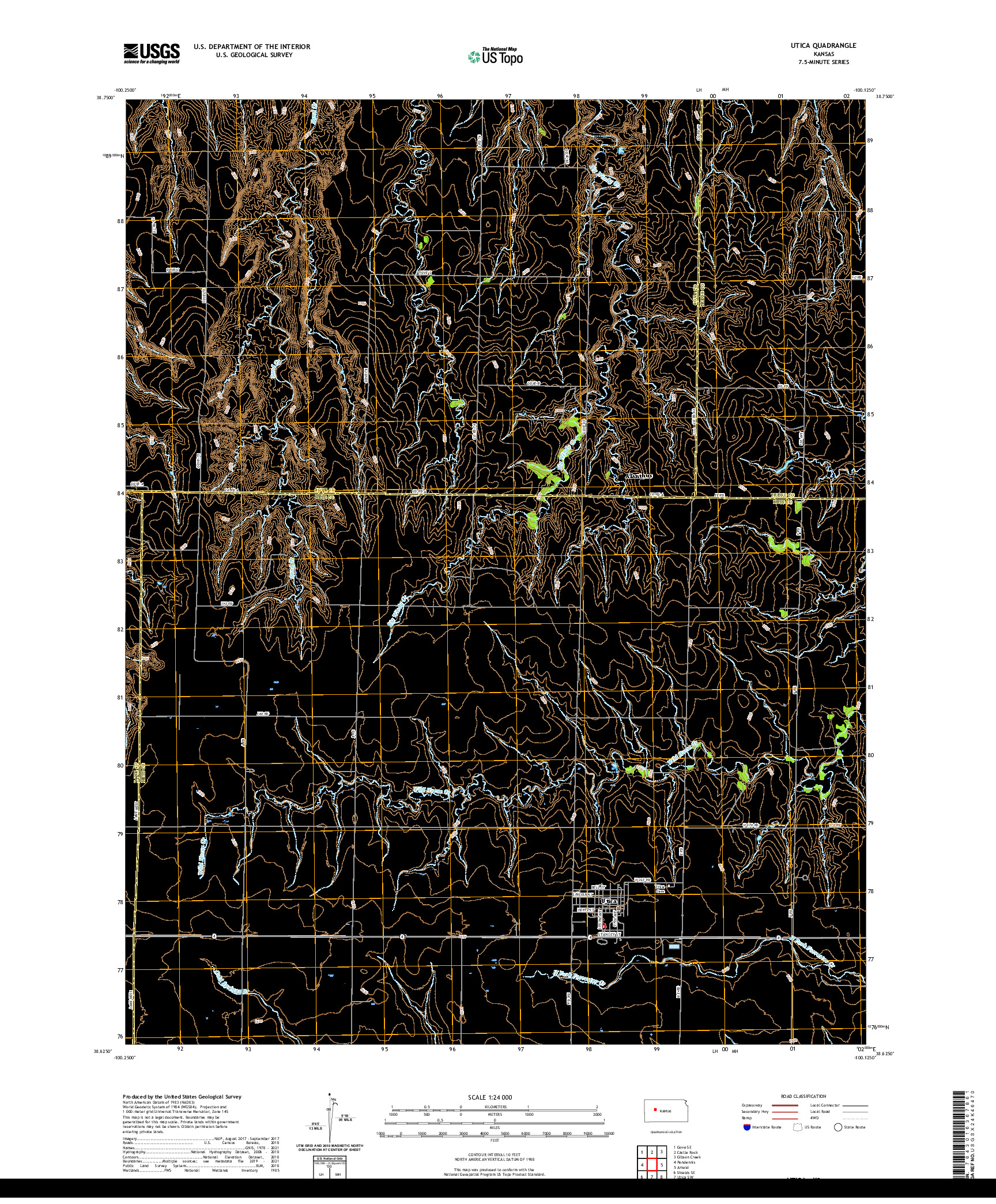 US TOPO 7.5-MINUTE MAP FOR UTICA, KS