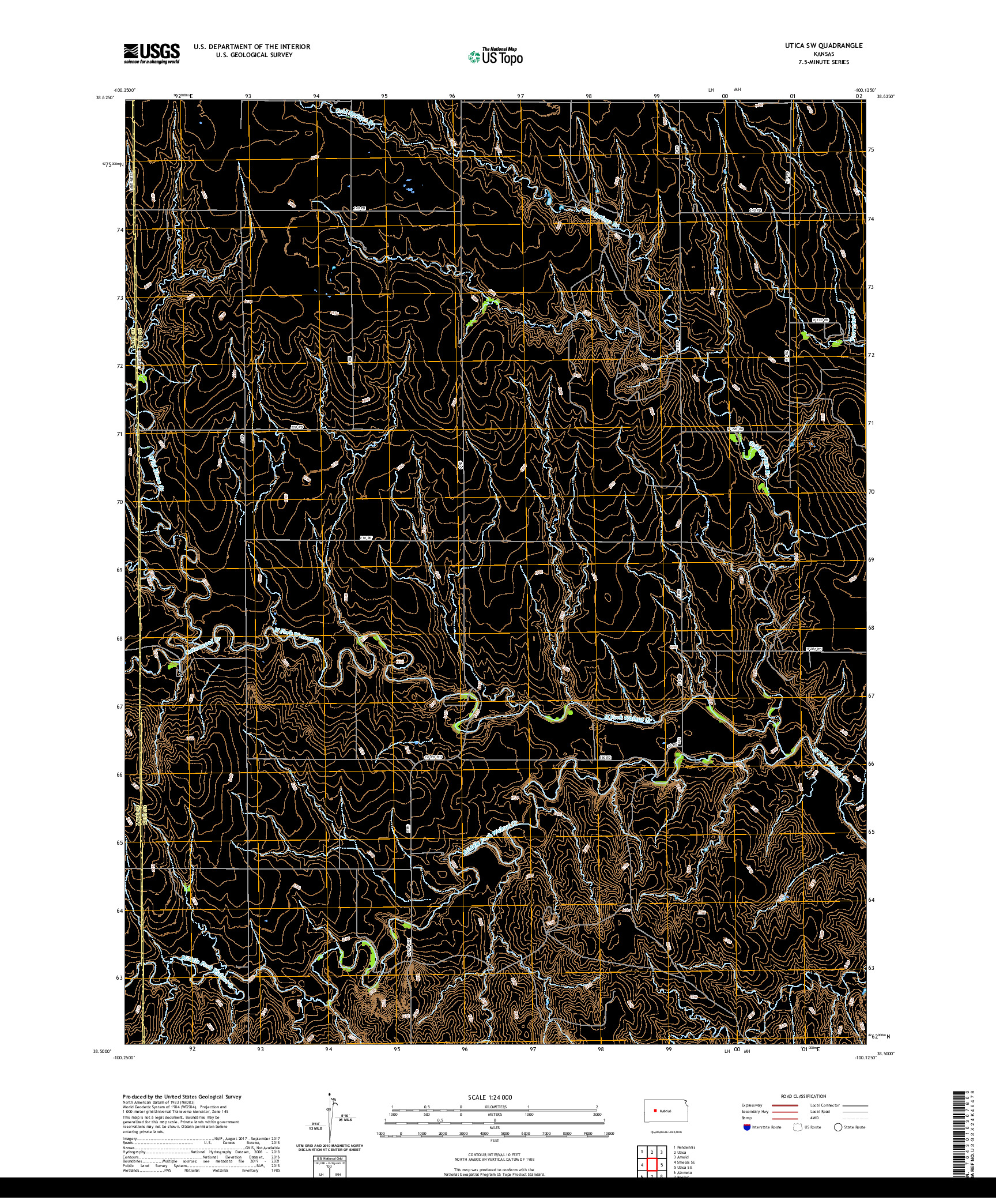 US TOPO 7.5-MINUTE MAP FOR UTICA SW, KS