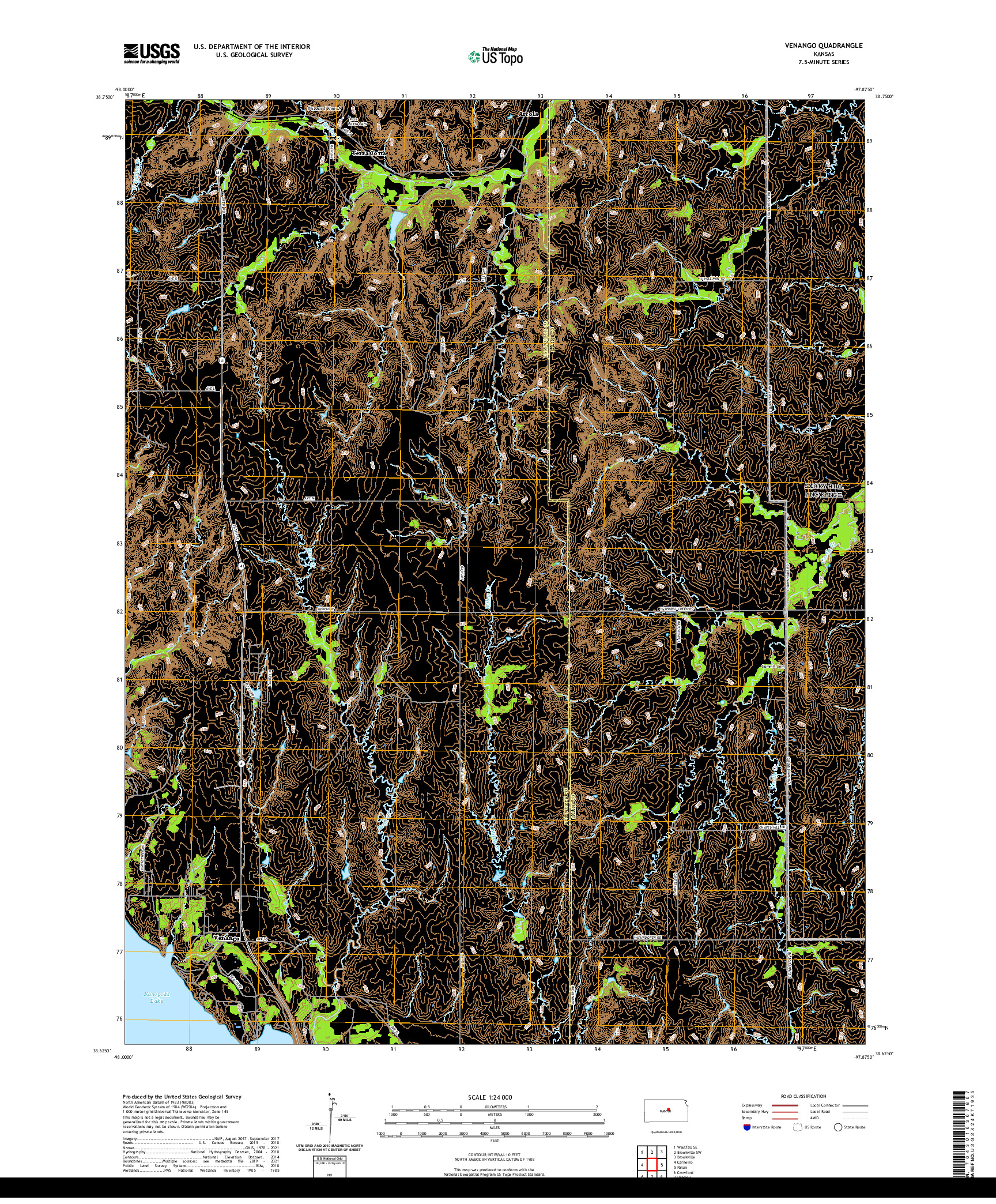 US TOPO 7.5-MINUTE MAP FOR VENANGO, KS