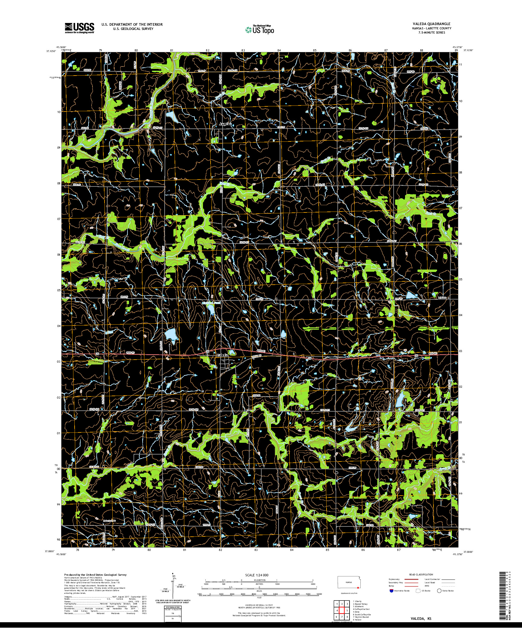 US TOPO 7.5-MINUTE MAP FOR VALEDA, KS