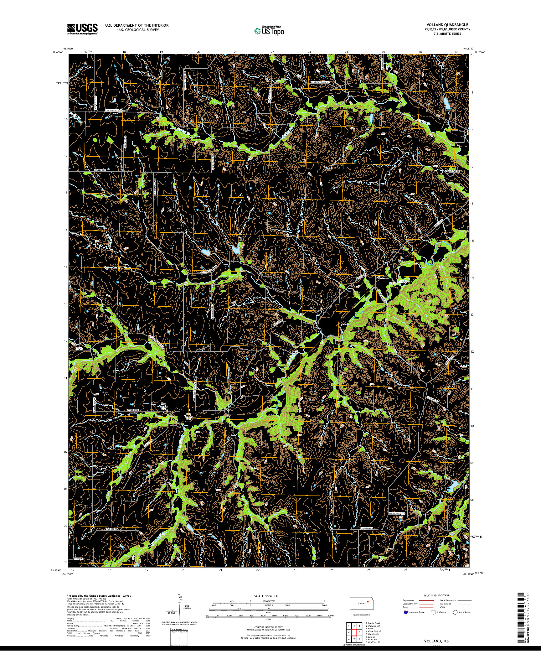 US TOPO 7.5-MINUTE MAP FOR VOLLAND, KS