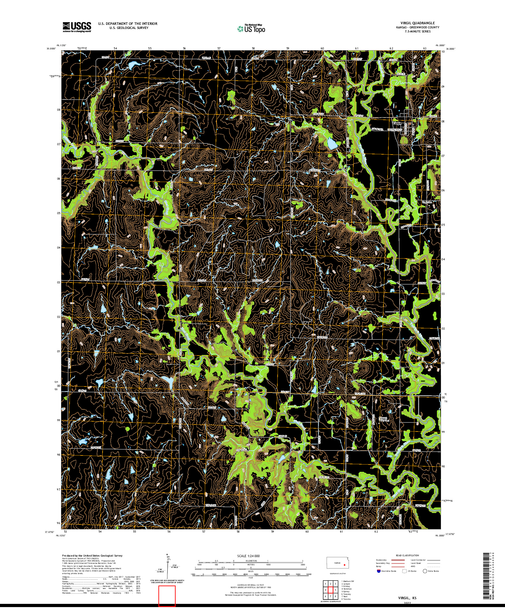 US TOPO 7.5-MINUTE MAP FOR VIRGIL, KS