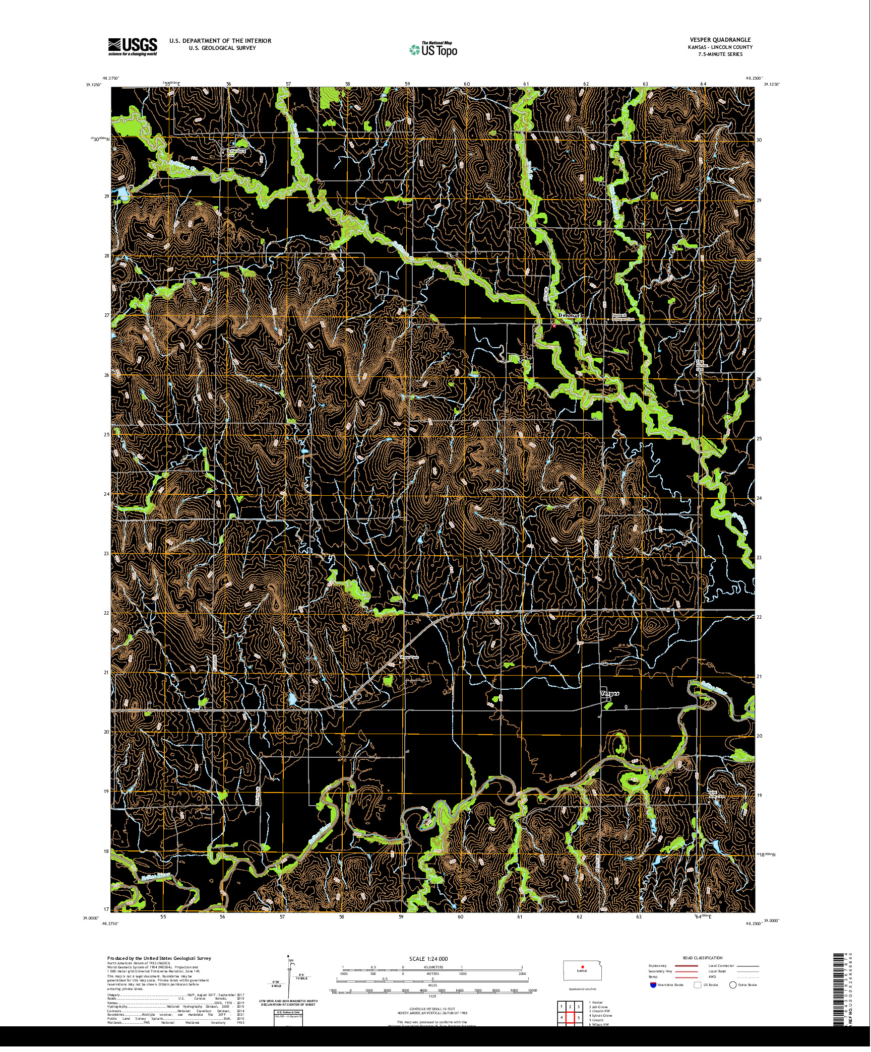 US TOPO 7.5-MINUTE MAP FOR VESPER, KS