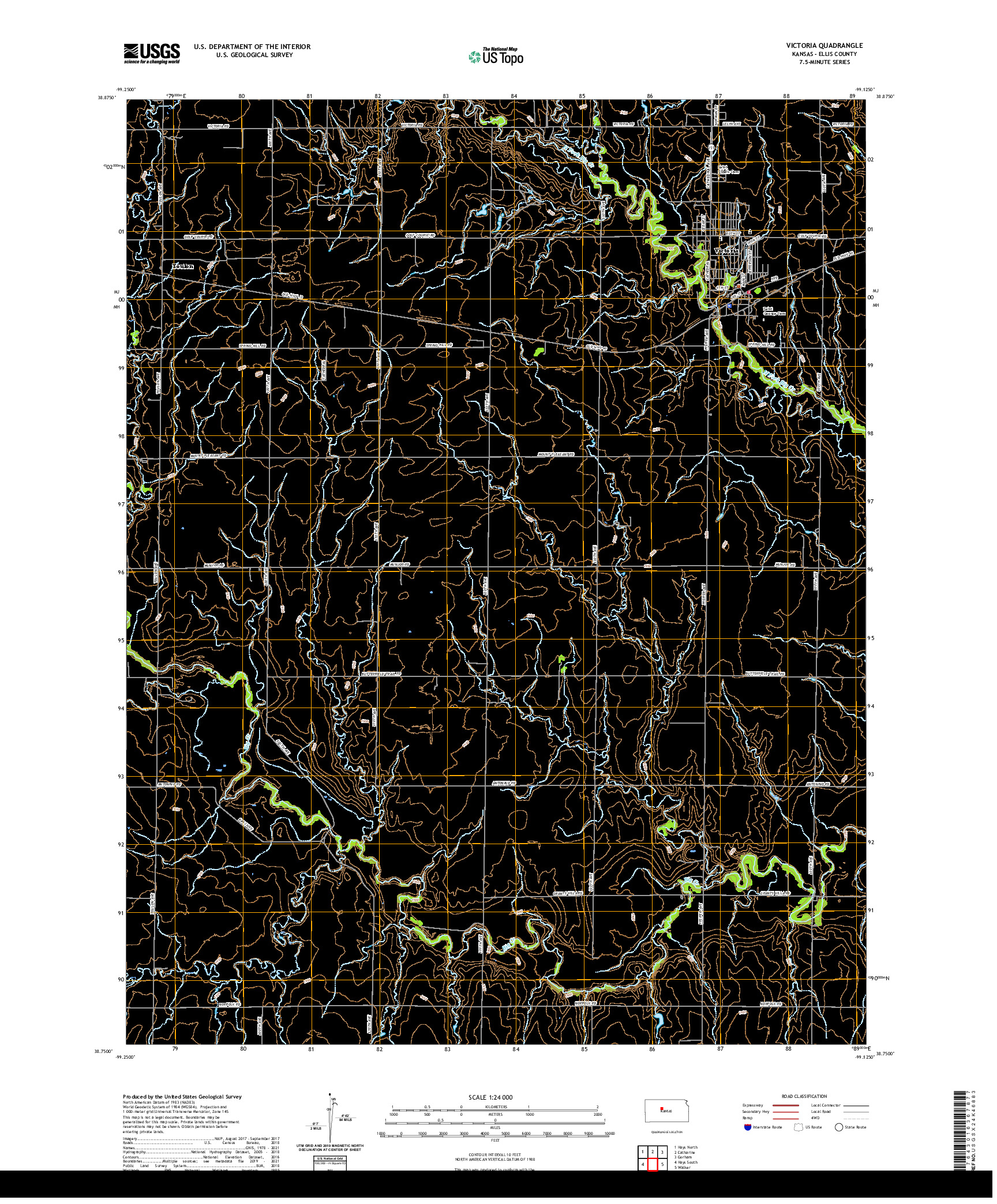 US TOPO 7.5-MINUTE MAP FOR VICTORIA, KS