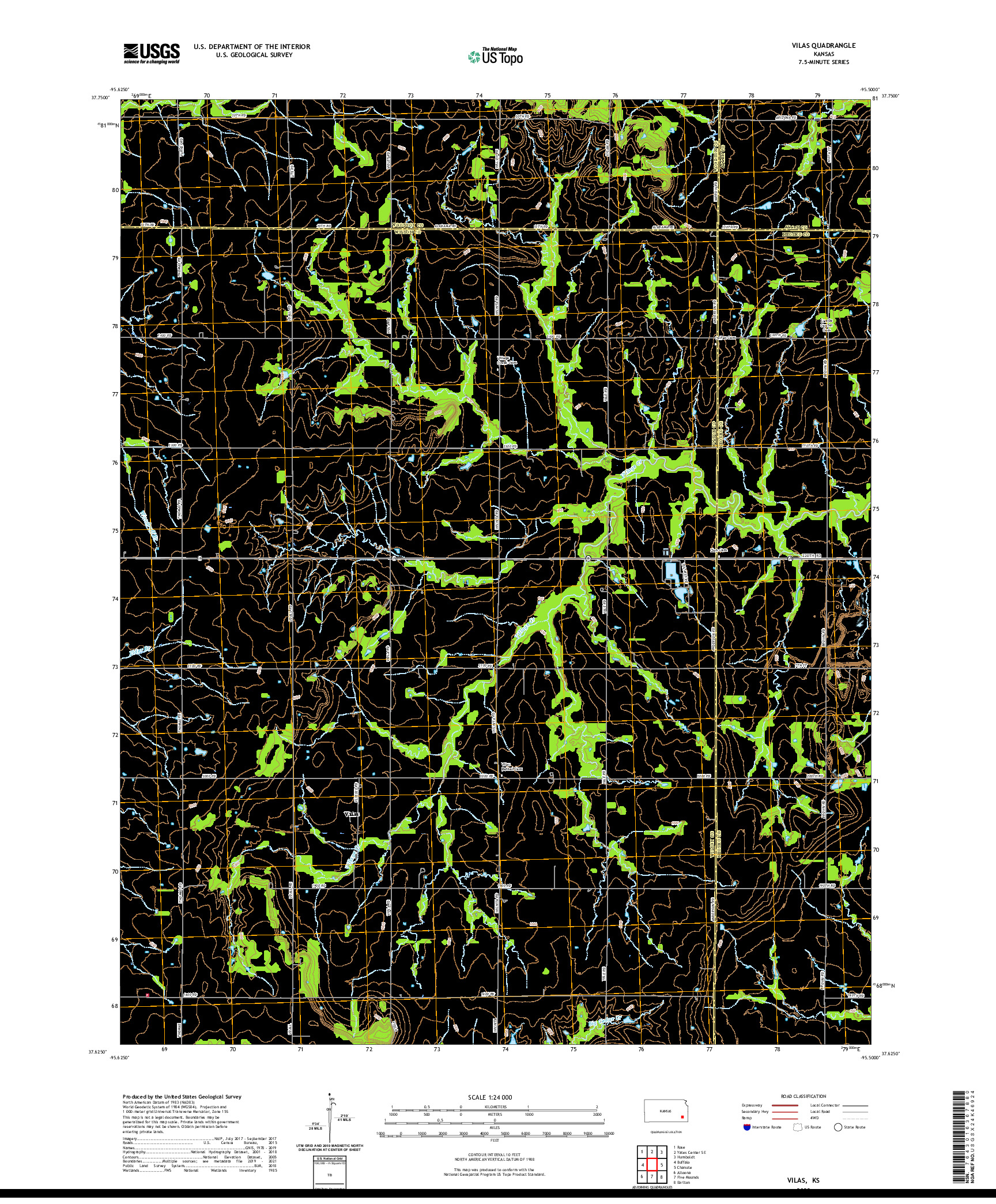 US TOPO 7.5-MINUTE MAP FOR VILAS, KS