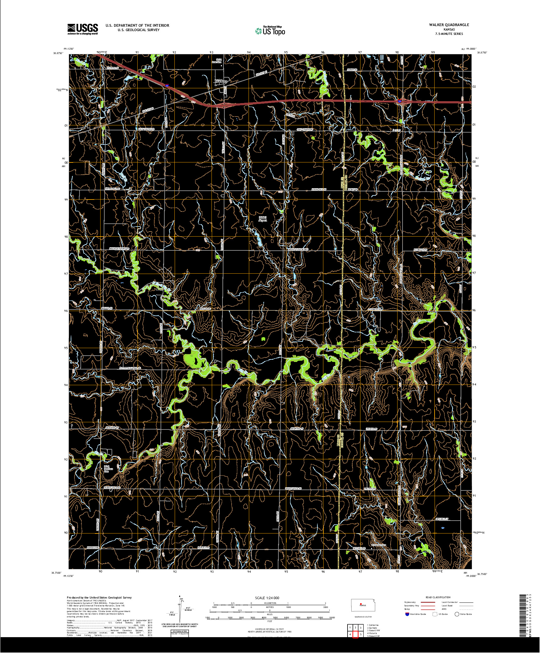 US TOPO 7.5-MINUTE MAP FOR WALKER, KS