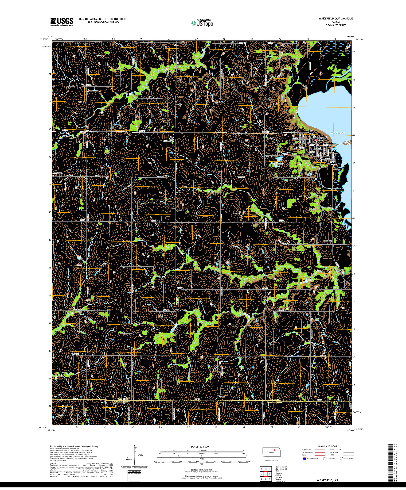 US TOPO 7.5-MINUTE MAP FOR WAKEFIELD, KS