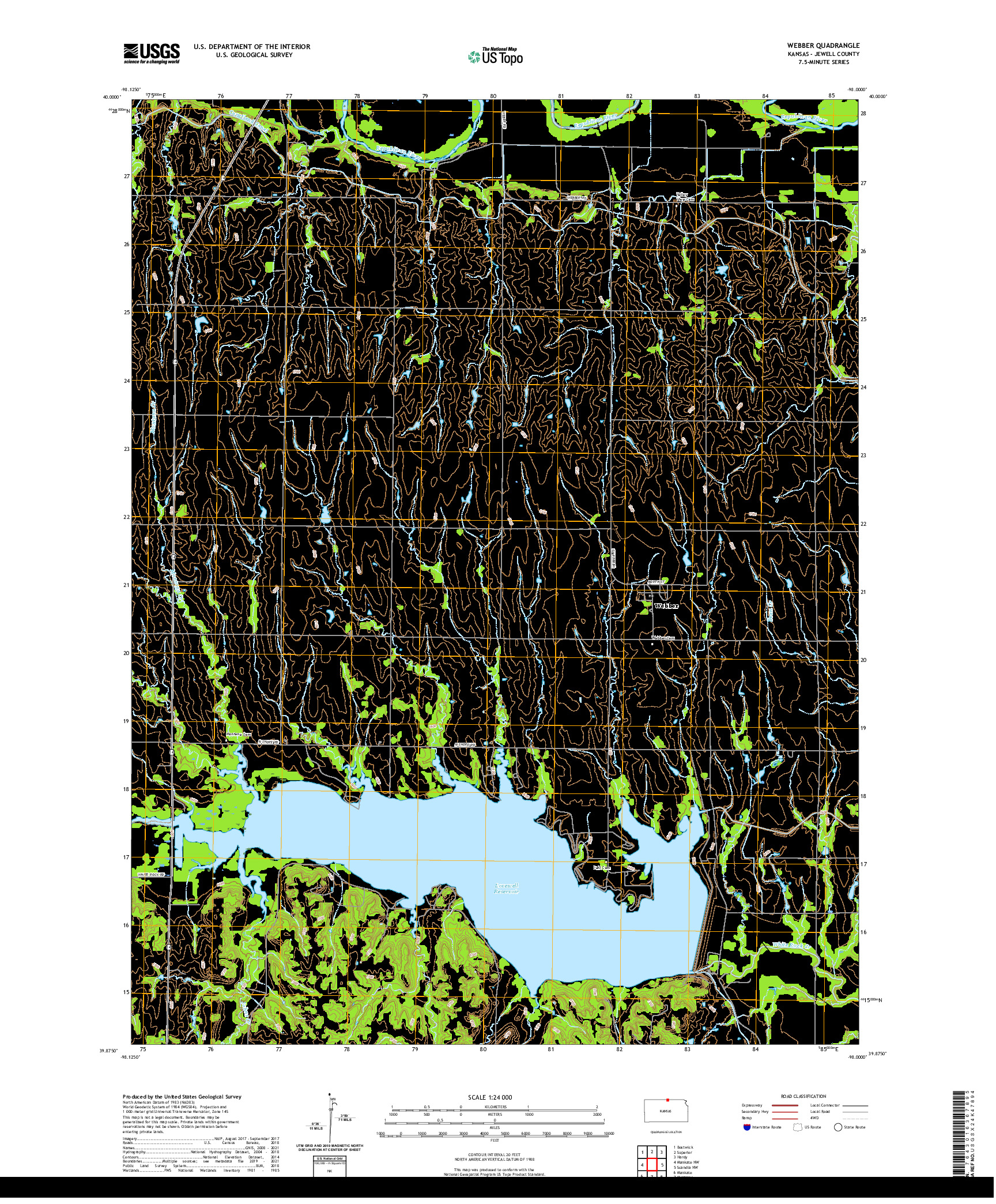 US TOPO 7.5-MINUTE MAP FOR WEBBER, KS