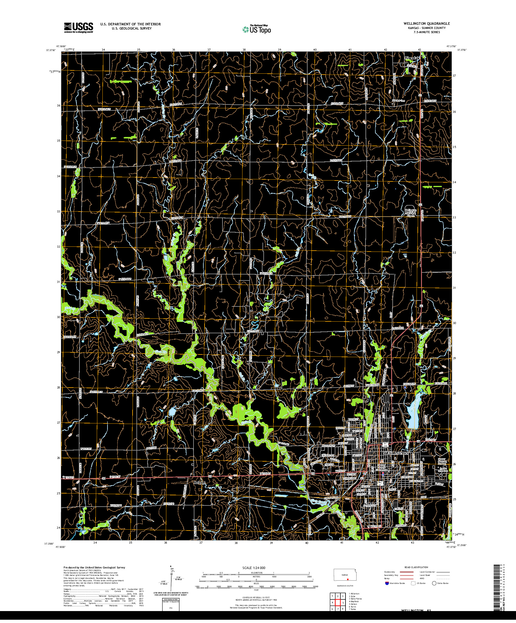 US TOPO 7.5-MINUTE MAP FOR WELLINGTON, KS