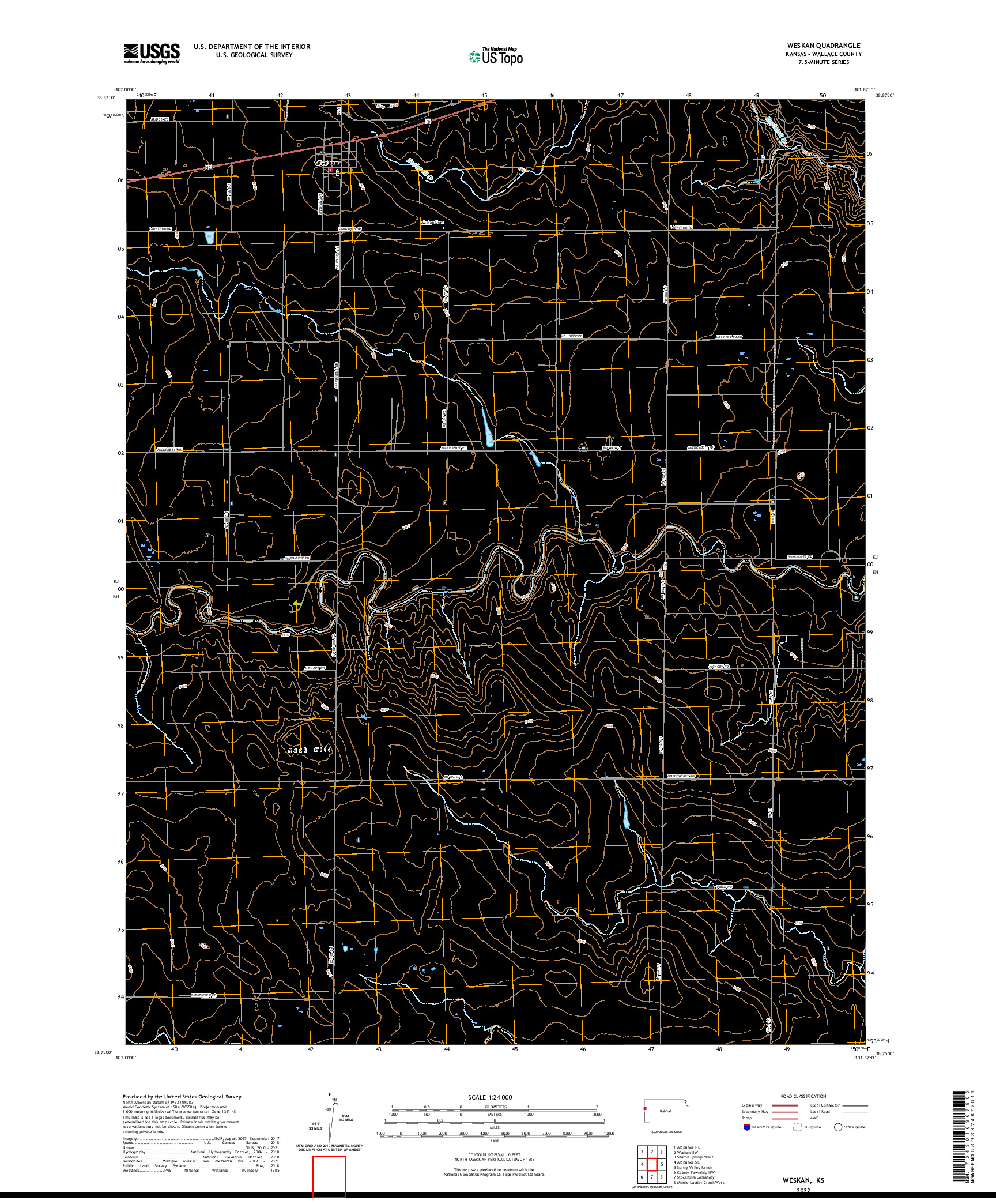 US TOPO 7.5-MINUTE MAP FOR WESKAN, KS