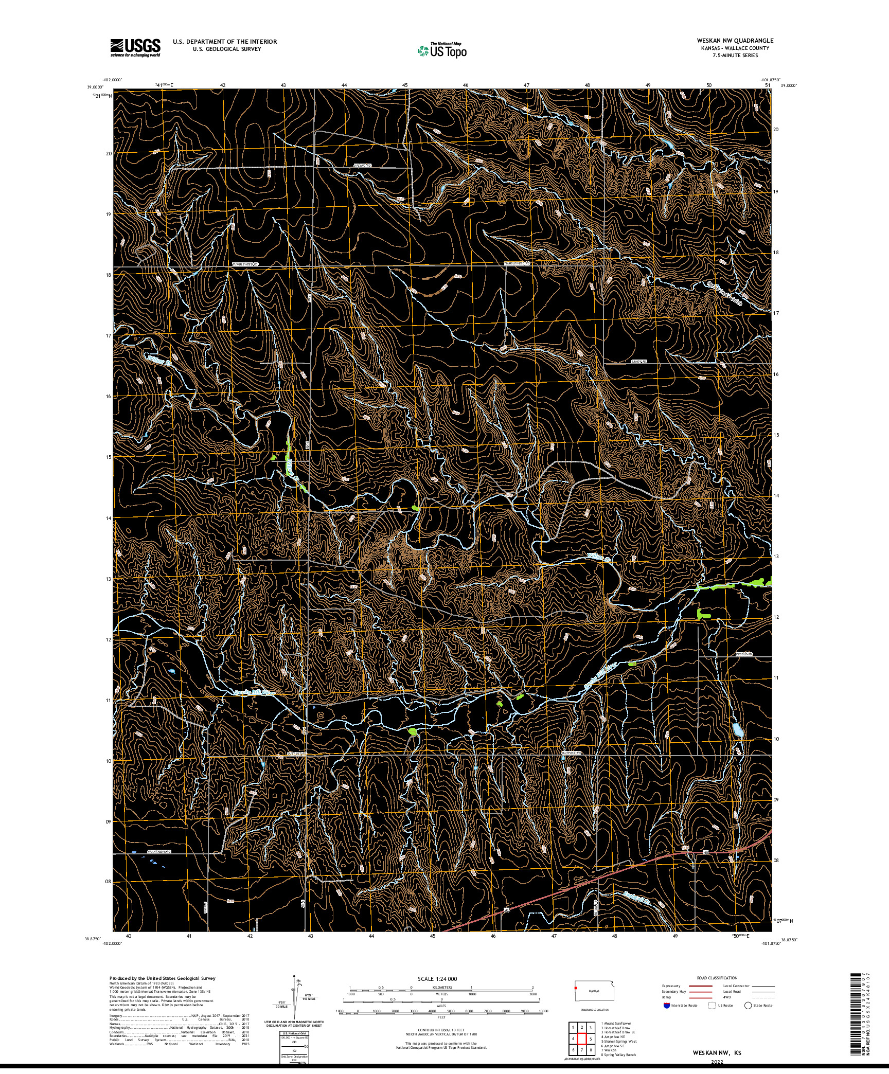 US TOPO 7.5-MINUTE MAP FOR WESKAN NW, KS
