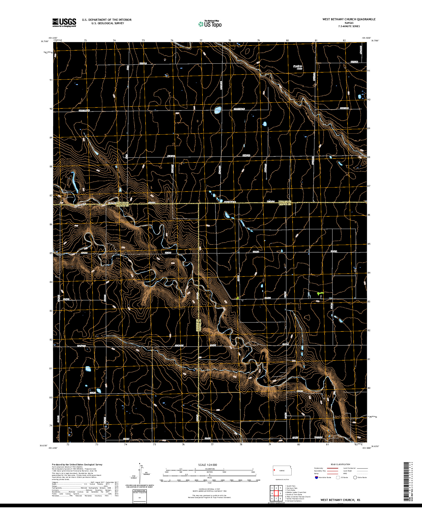 US TOPO 7.5-MINUTE MAP FOR WEST BETHANY CHURCH, KS