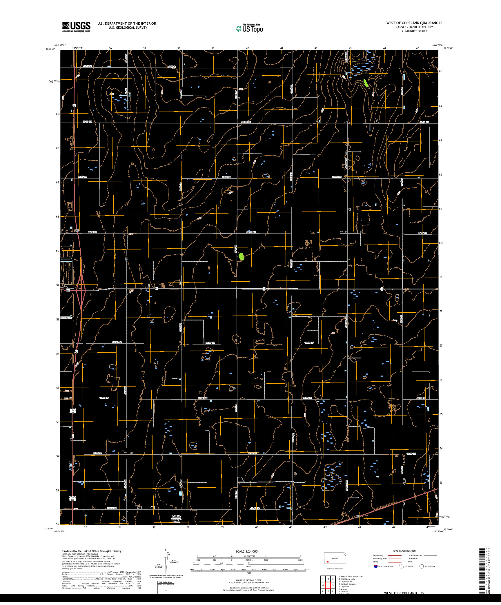 US TOPO 7.5-MINUTE MAP FOR WEST OF COPELAND, KS