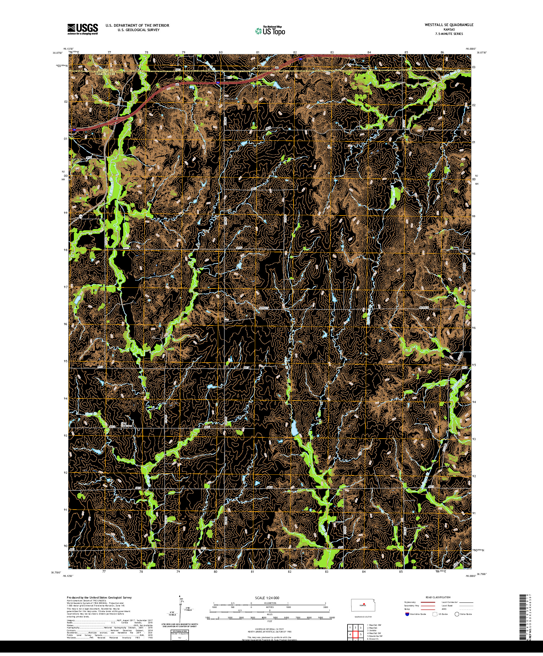 US TOPO 7.5-MINUTE MAP FOR WESTFALL SE, KS