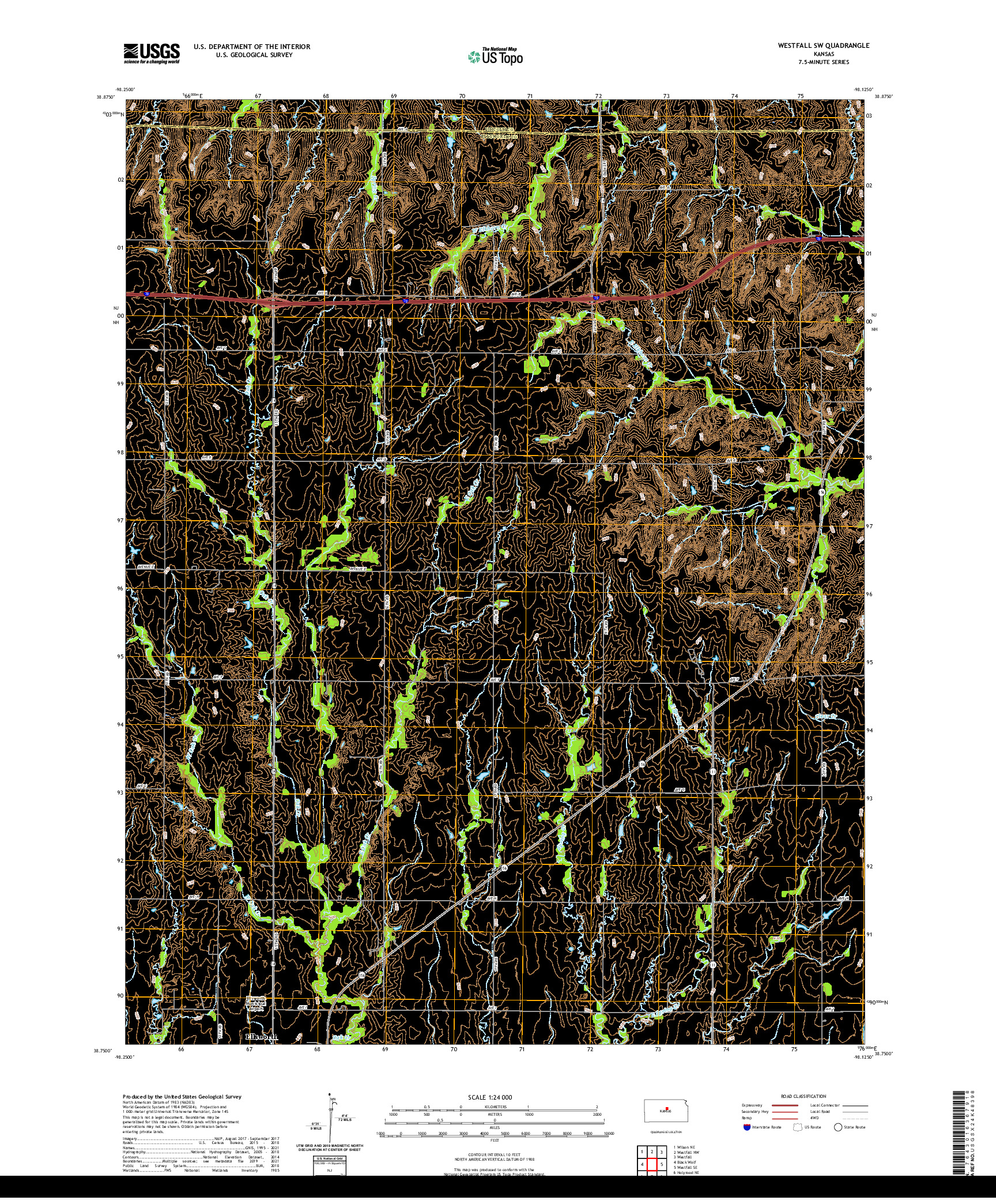 US TOPO 7.5-MINUTE MAP FOR WESTFALL SW, KS