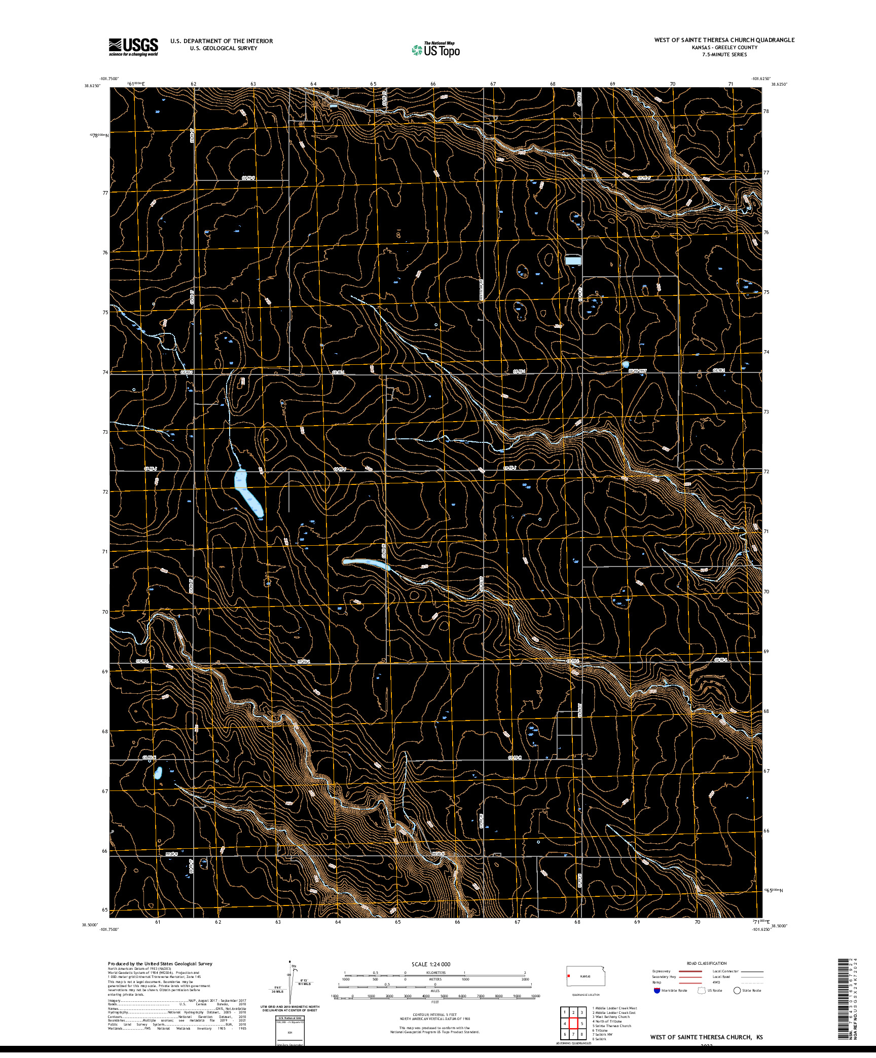 US TOPO 7.5-MINUTE MAP FOR WEST OF SAINTE THERESA CHURCH, KS