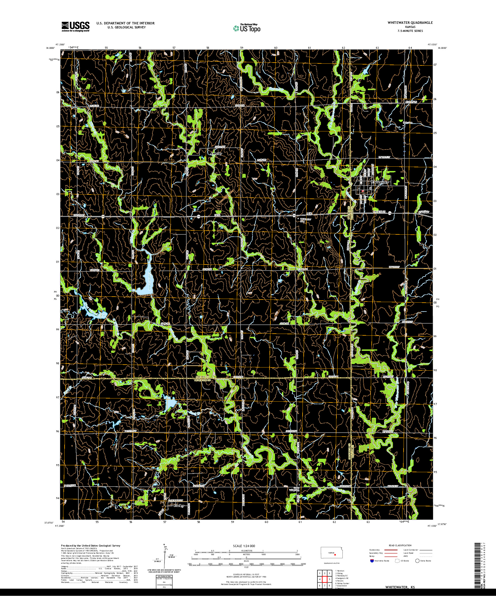 US TOPO 7.5-MINUTE MAP FOR WHITEWATER, KS