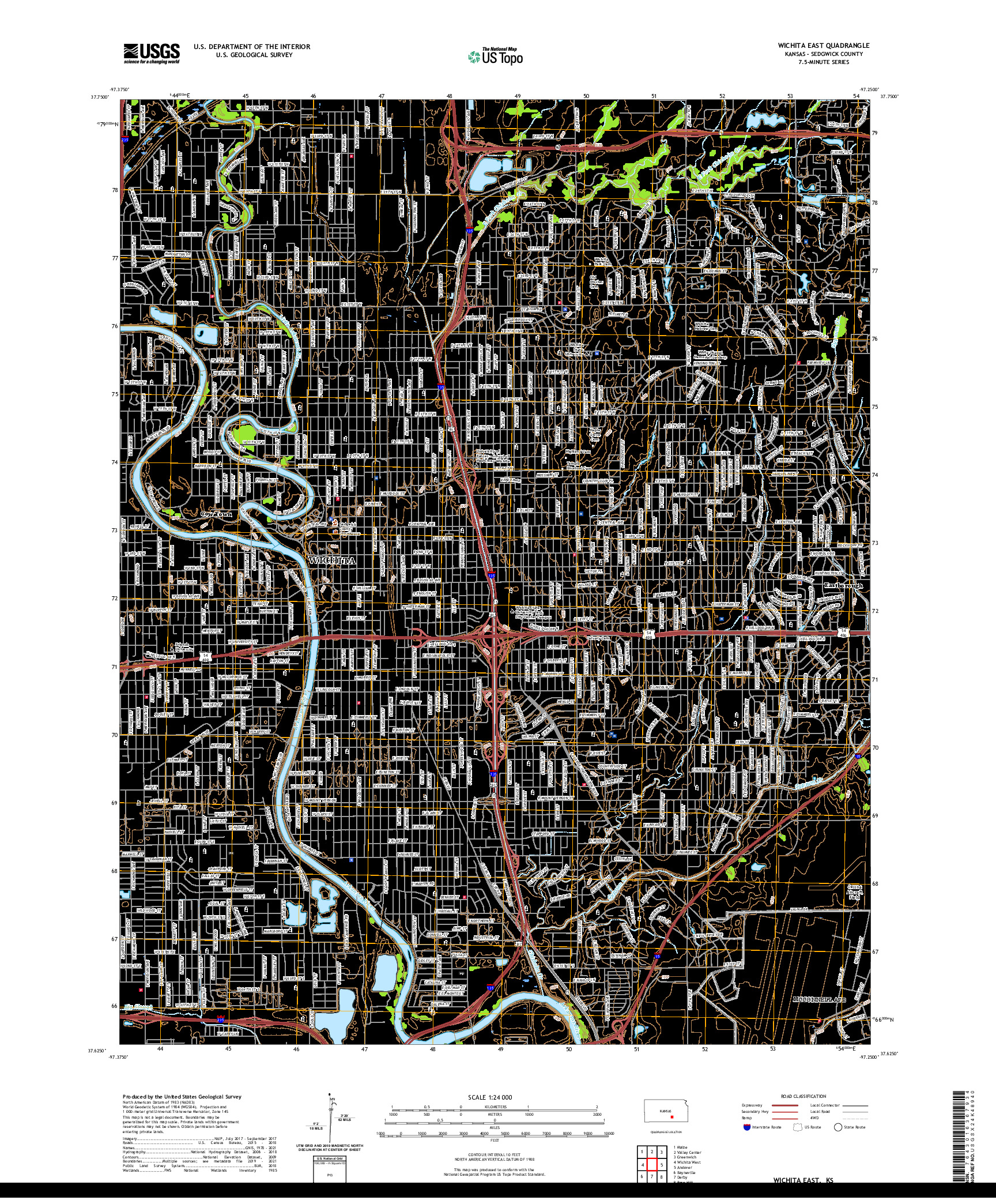 US TOPO 7.5-MINUTE MAP FOR WICHITA EAST, KS