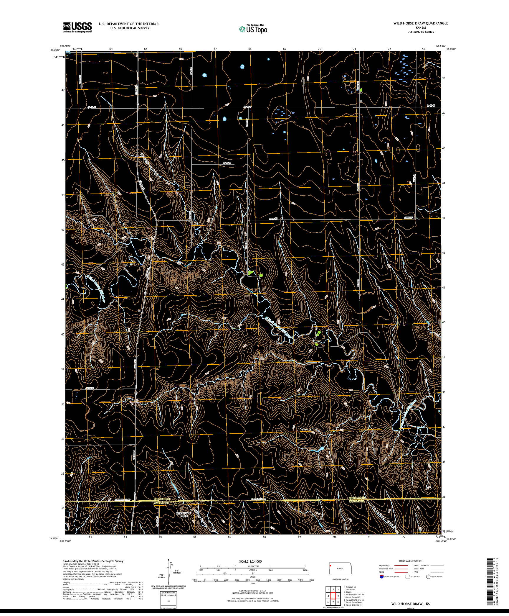 US TOPO 7.5-MINUTE MAP FOR WILD HORSE DRAW, KS