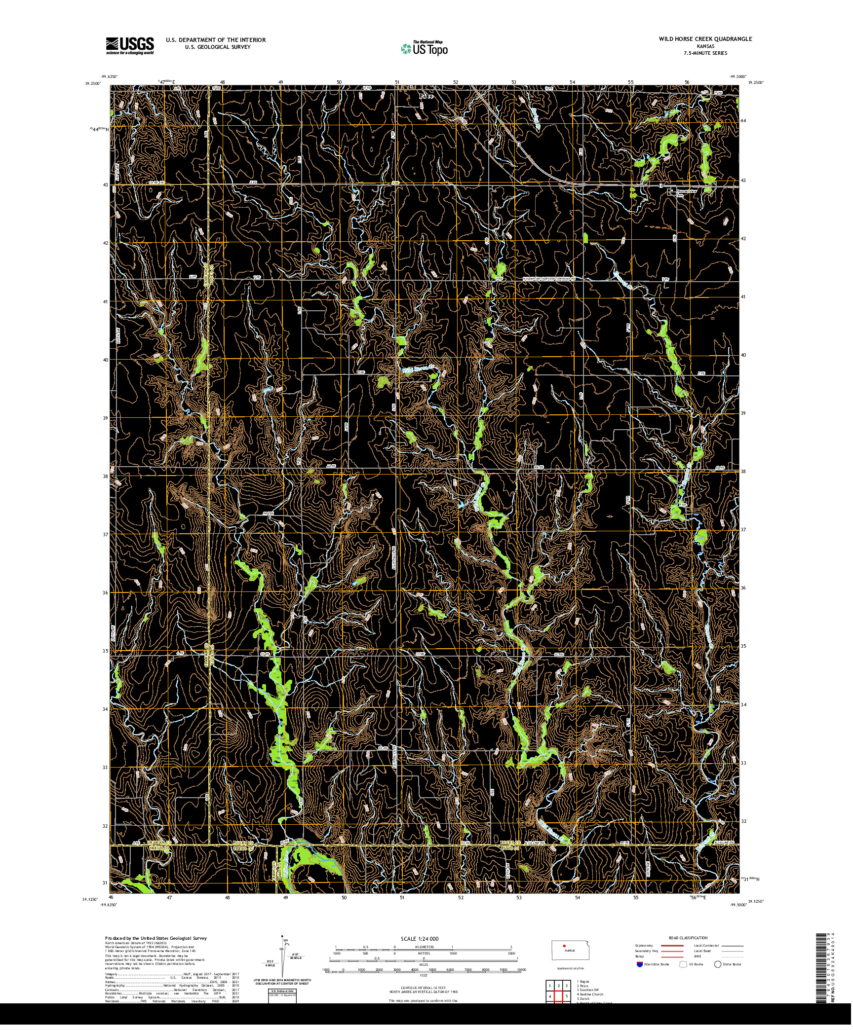 US TOPO 7.5-MINUTE MAP FOR WILD HORSE CREEK, KS