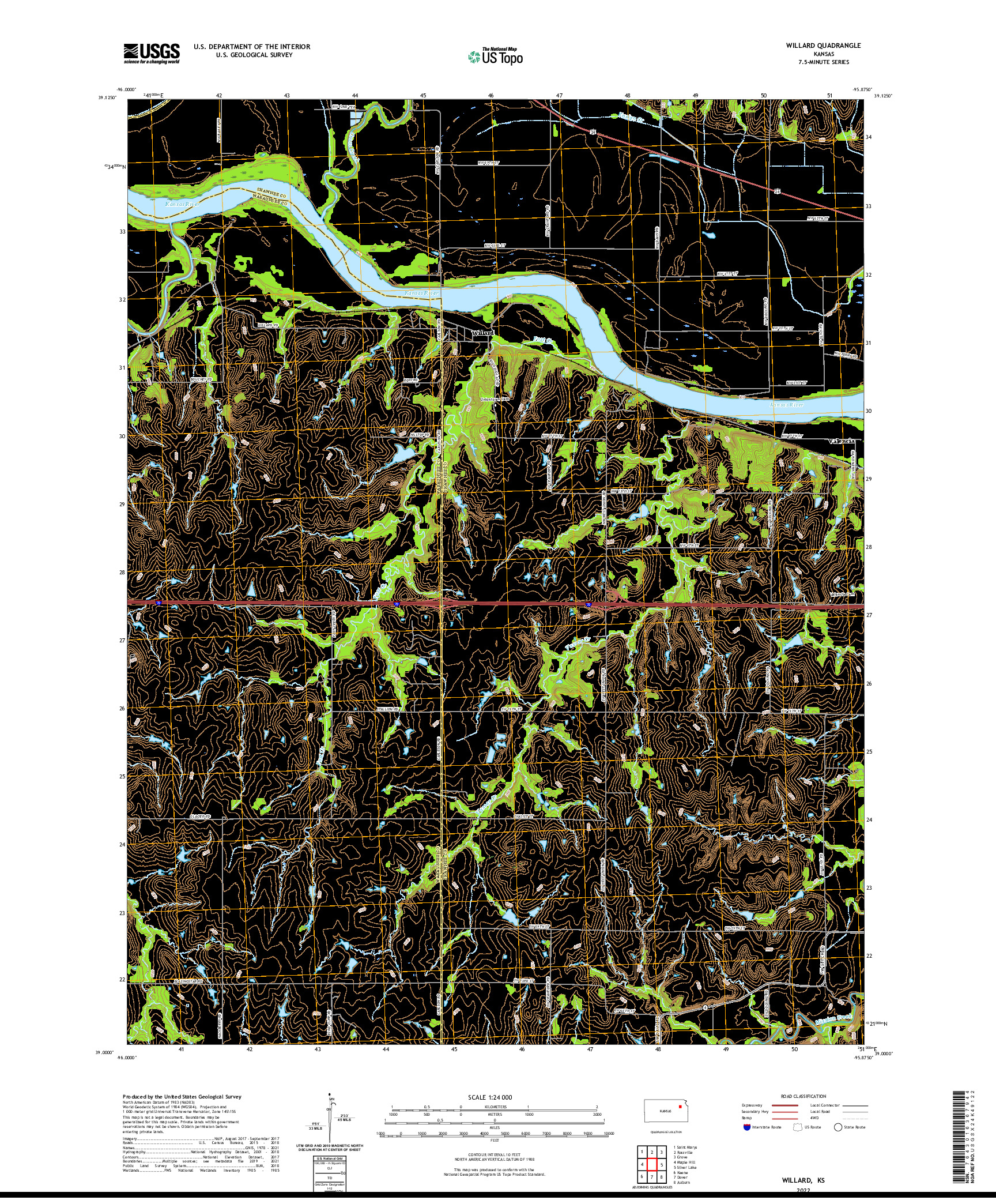 US TOPO 7.5-MINUTE MAP FOR WILLARD, KS