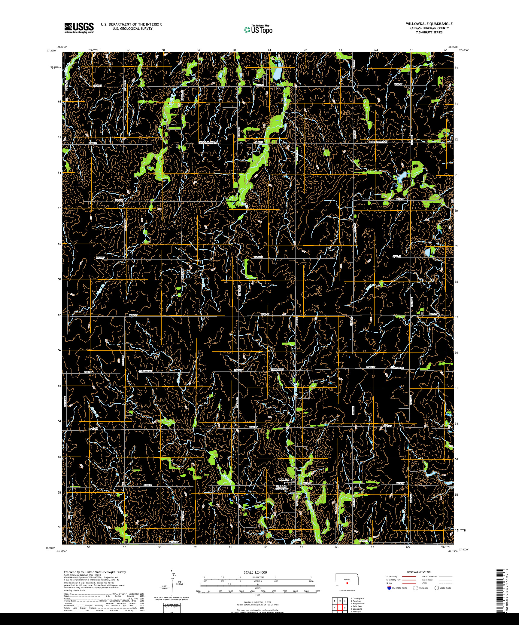 US TOPO 7.5-MINUTE MAP FOR WILLOWDALE, KS