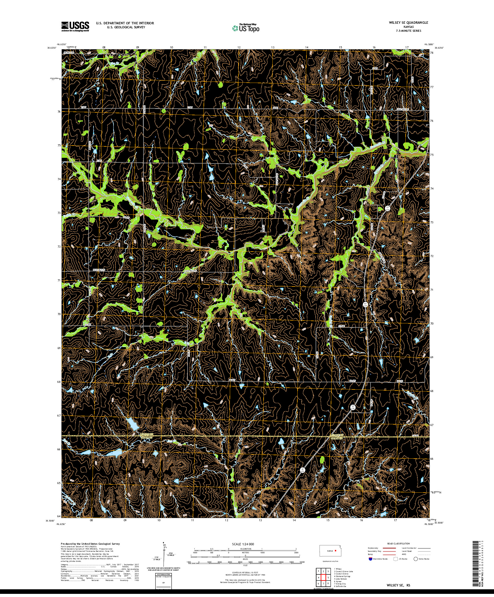 US TOPO 7.5-MINUTE MAP FOR WILSEY SE, KS