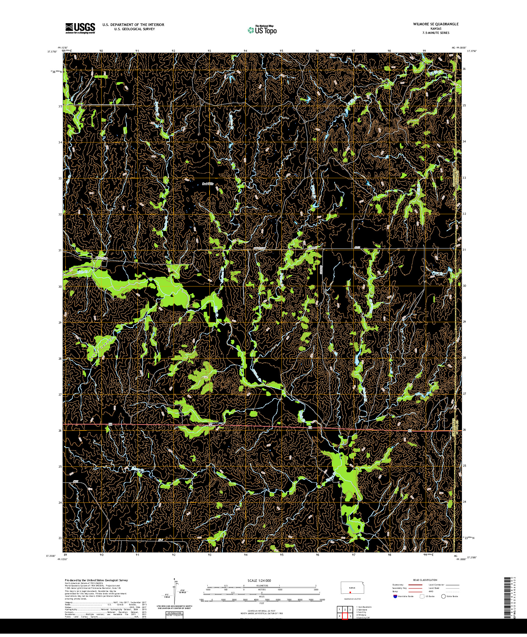 US TOPO 7.5-MINUTE MAP FOR WILMORE SE, KS