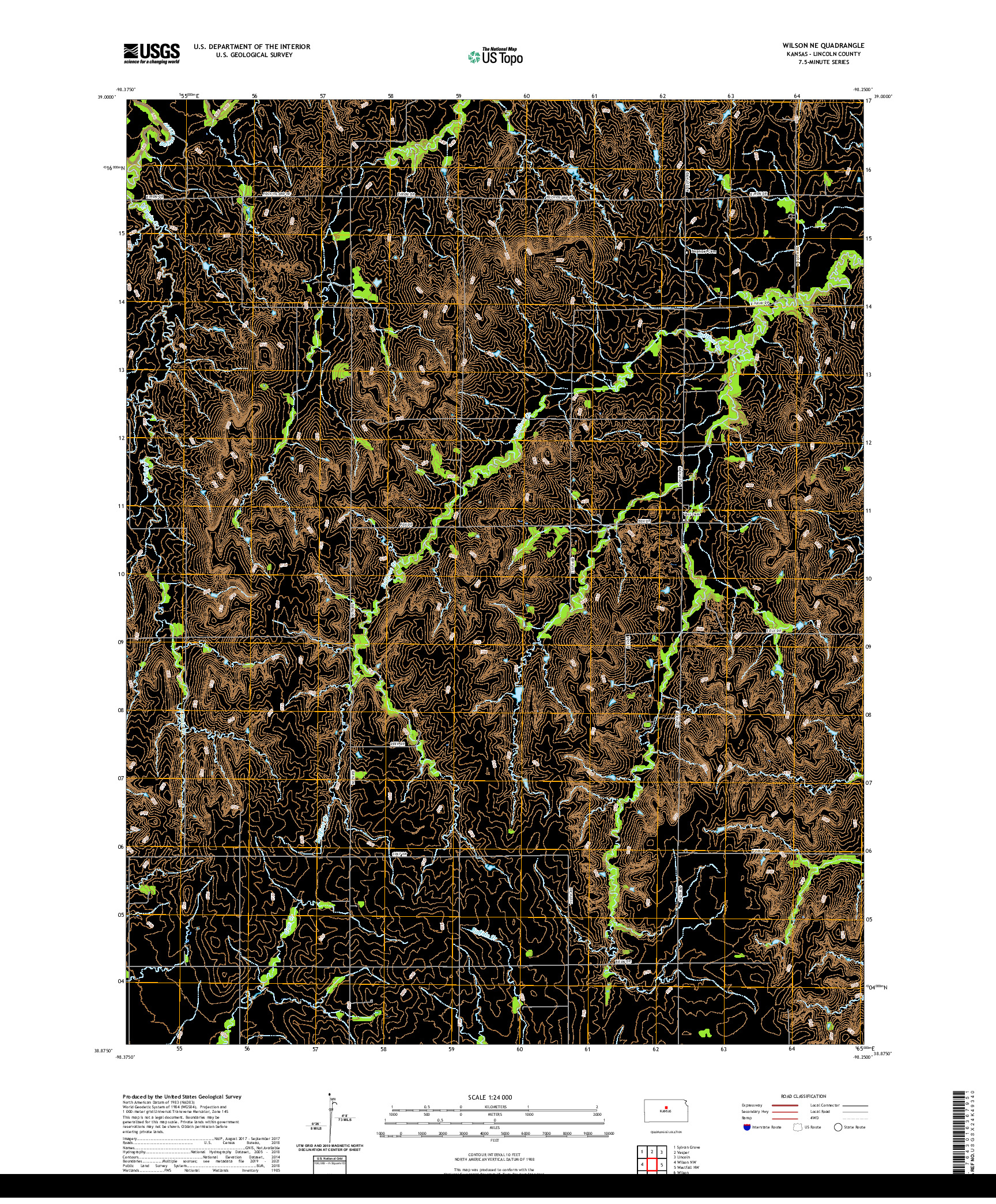 US TOPO 7.5-MINUTE MAP FOR WILSON NE, KS