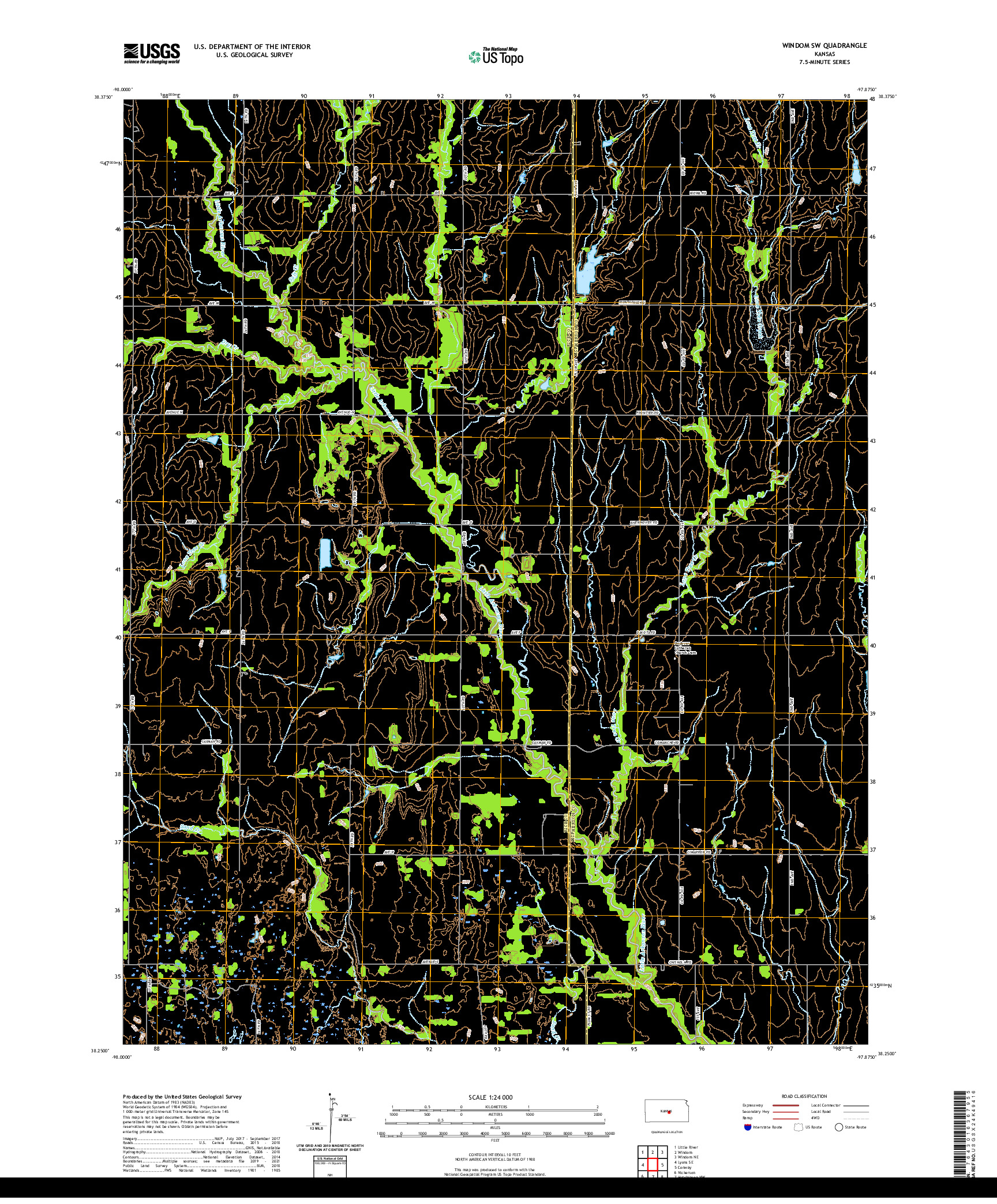 US TOPO 7.5-MINUTE MAP FOR WINDOM SW, KS