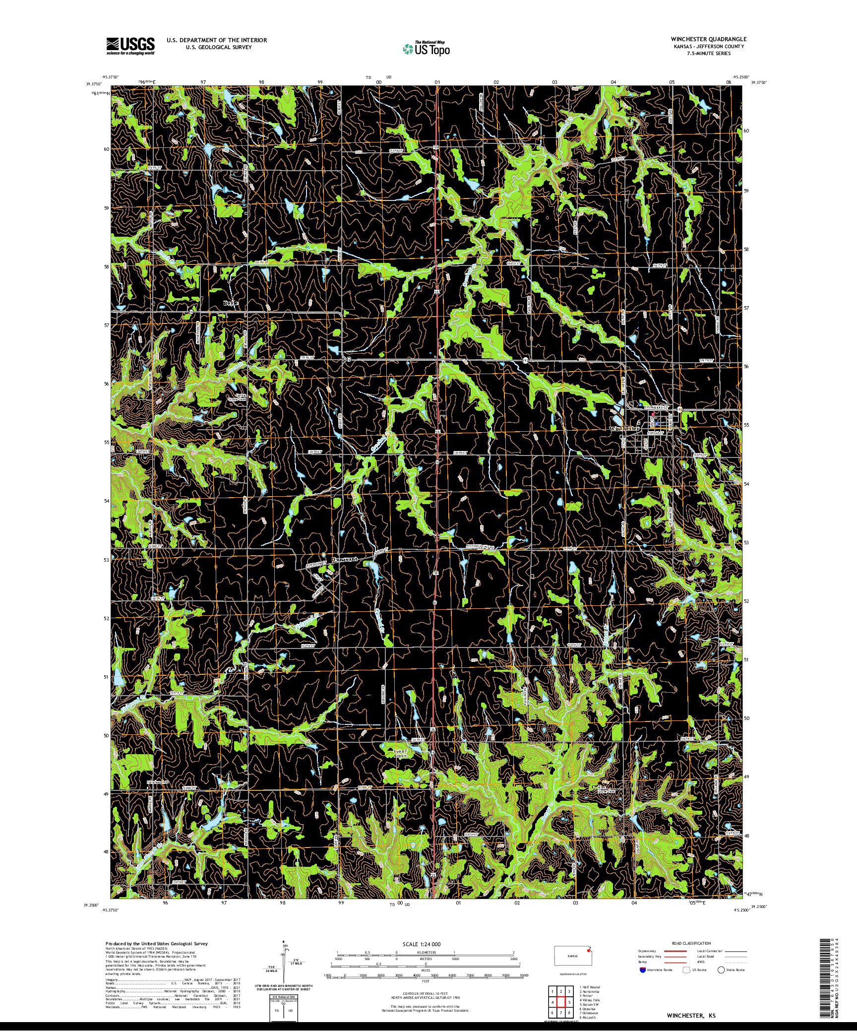 US TOPO 7.5-MINUTE MAP FOR WINCHESTER, KS