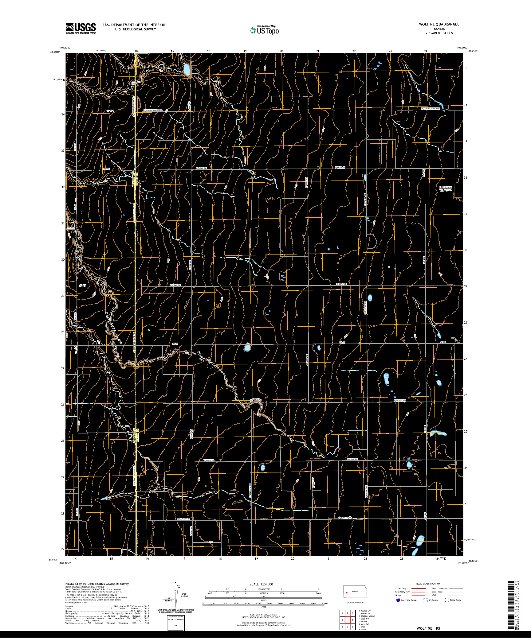 US TOPO 7.5-MINUTE MAP FOR WOLF NE, KS