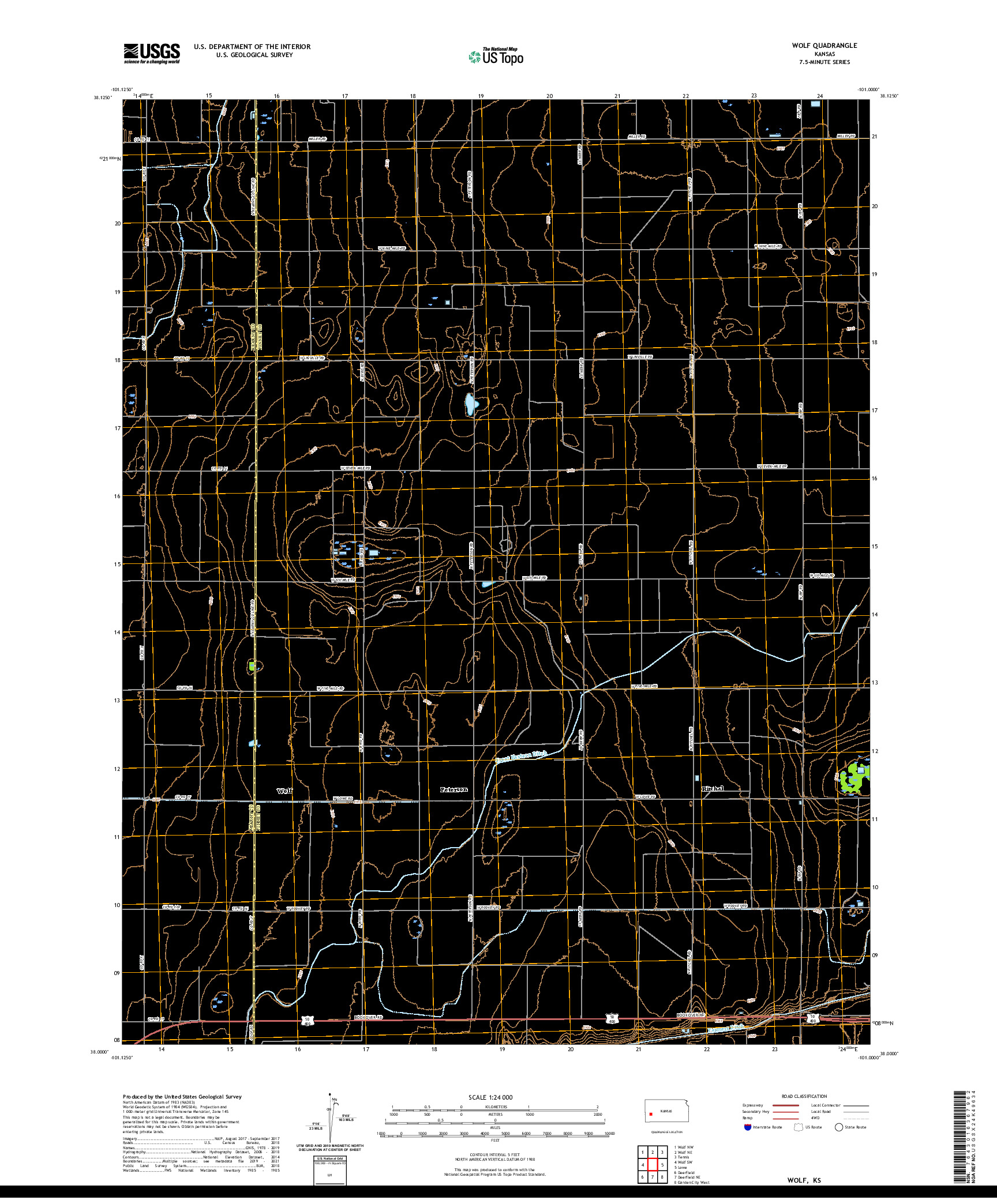 US TOPO 7.5-MINUTE MAP FOR WOLF, KS