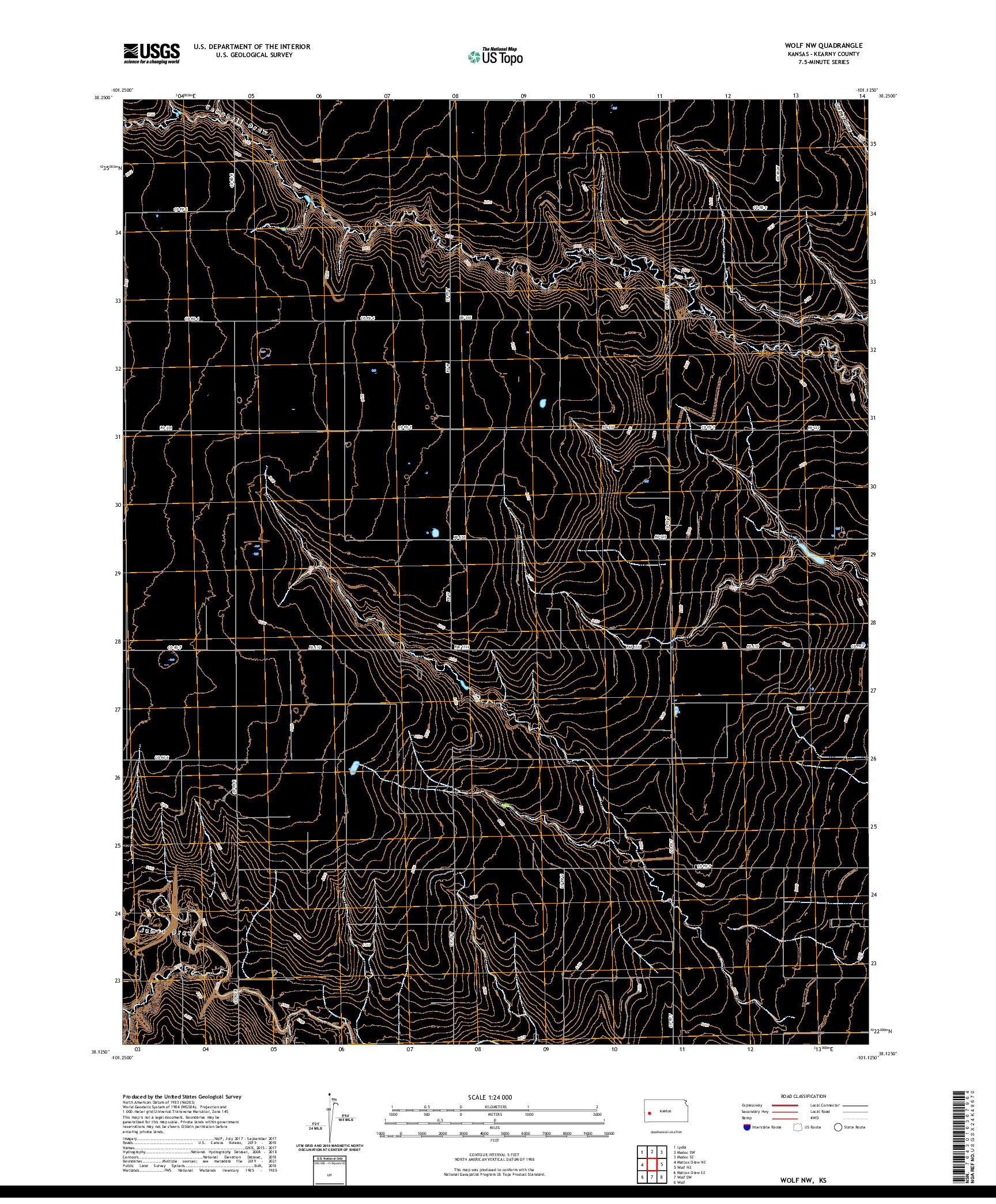 US TOPO 7.5-MINUTE MAP FOR WOLF NW, KS