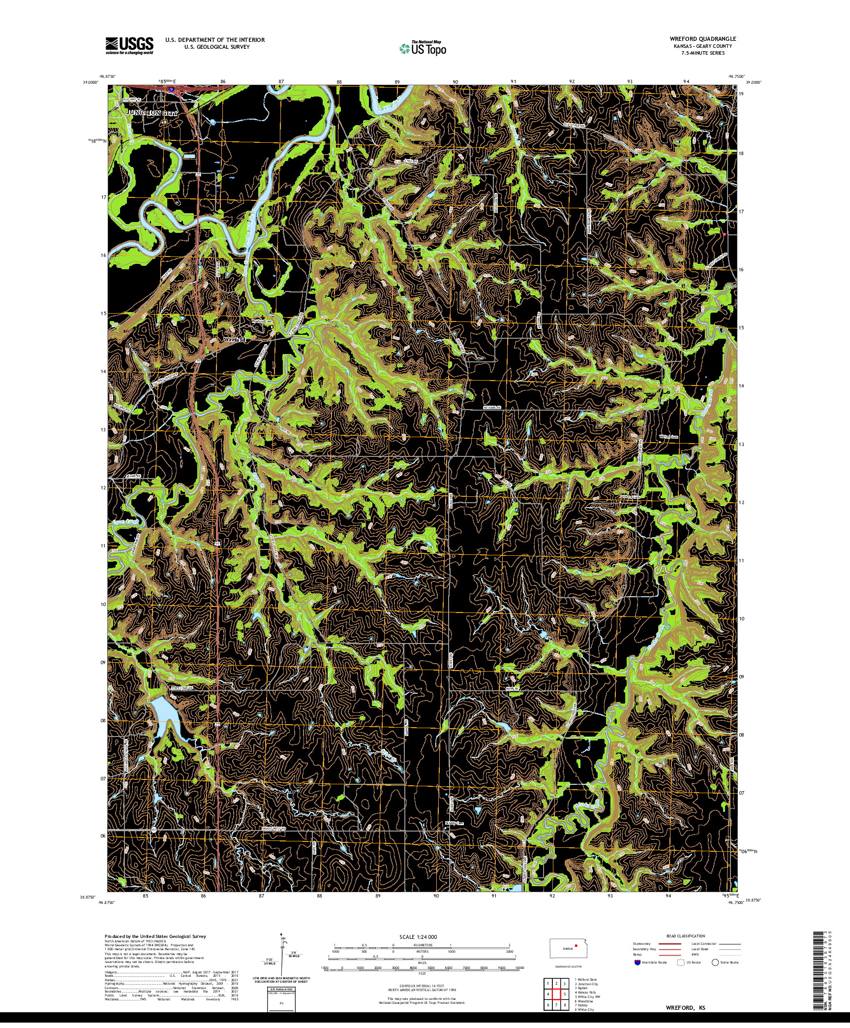 US TOPO 7.5-MINUTE MAP FOR WREFORD, KS