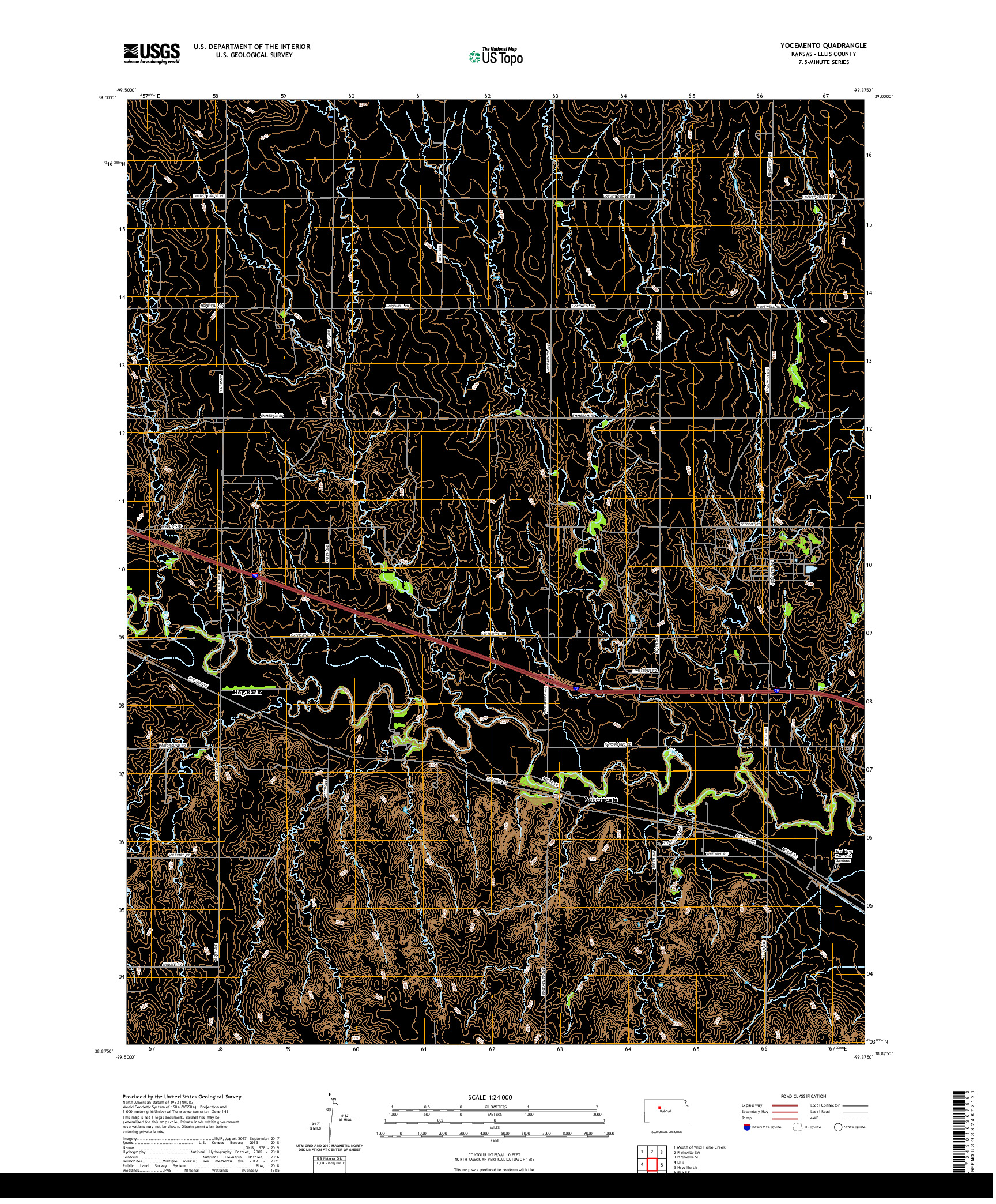 US TOPO 7.5-MINUTE MAP FOR YOCEMENTO, KS