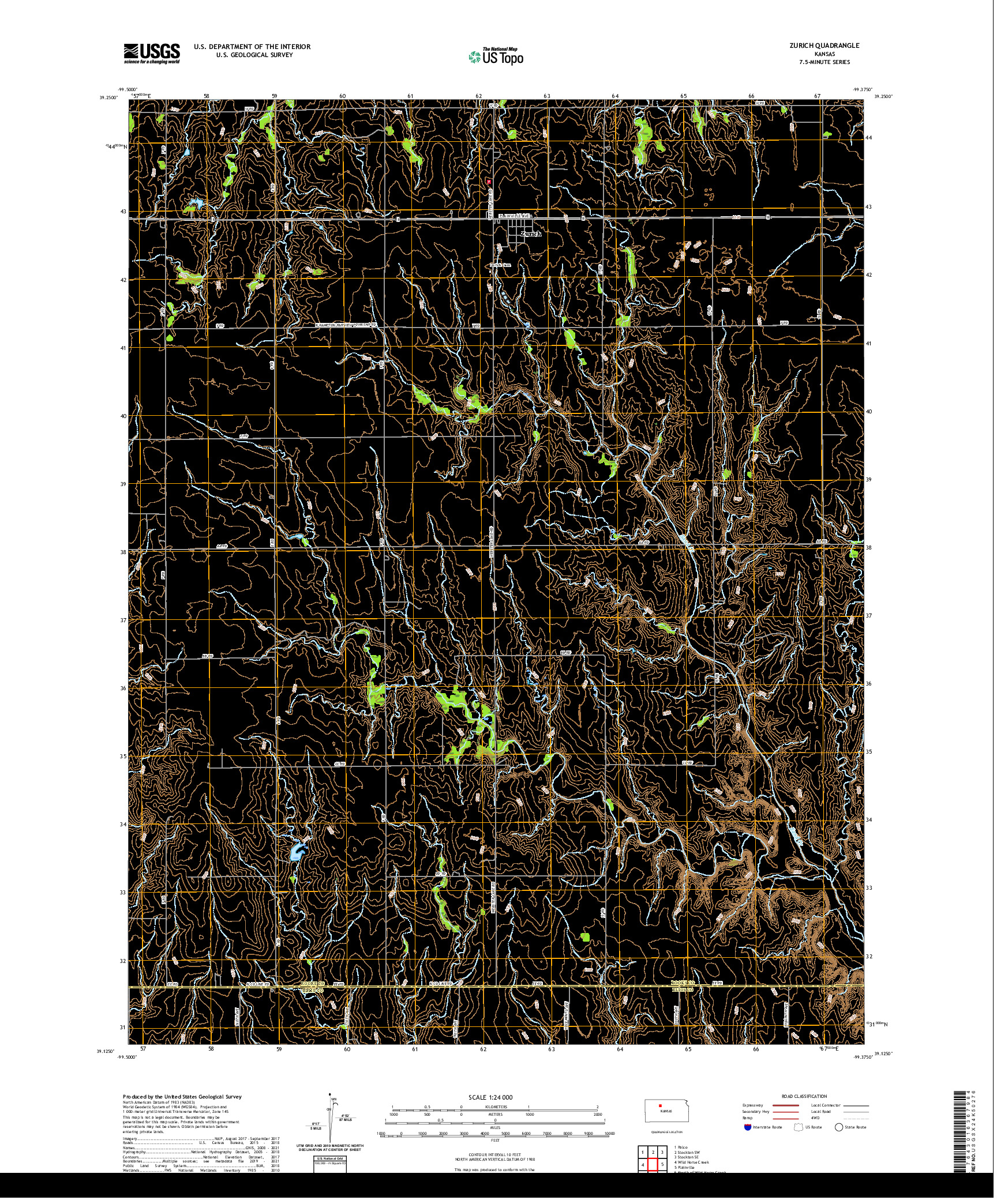 US TOPO 7.5-MINUTE MAP FOR ZURICH, KS