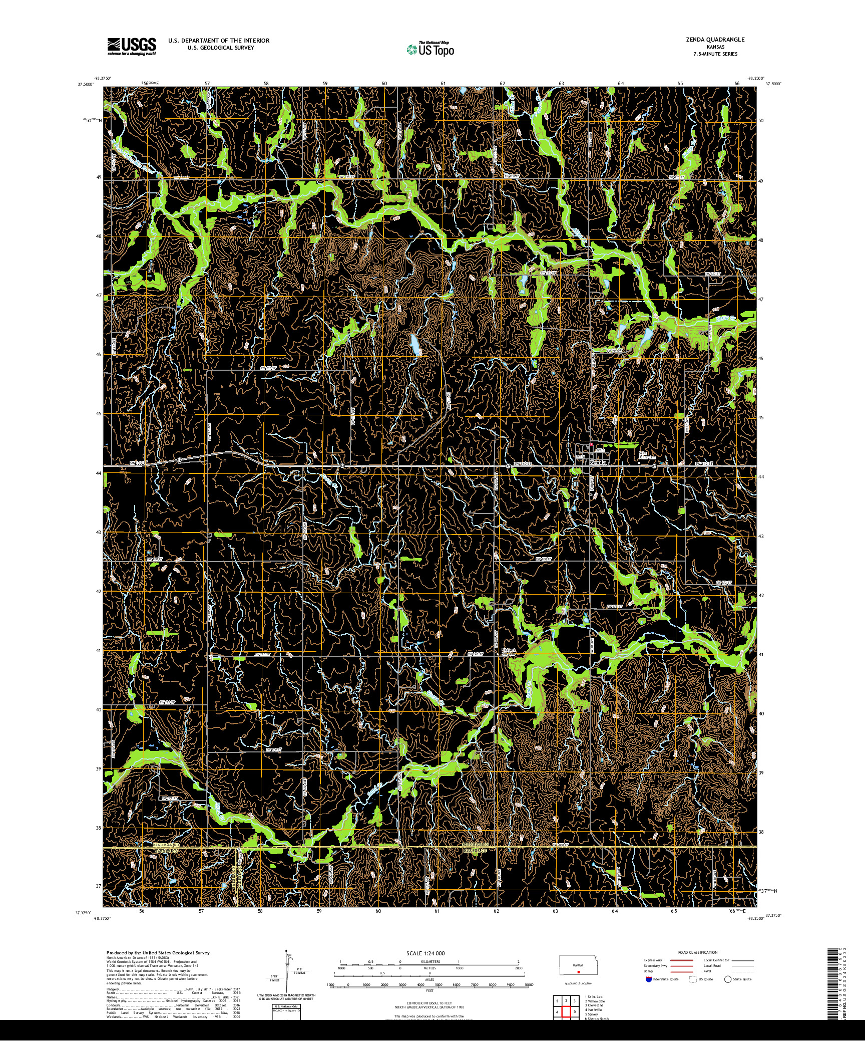 US TOPO 7.5-MINUTE MAP FOR ZENDA, KS